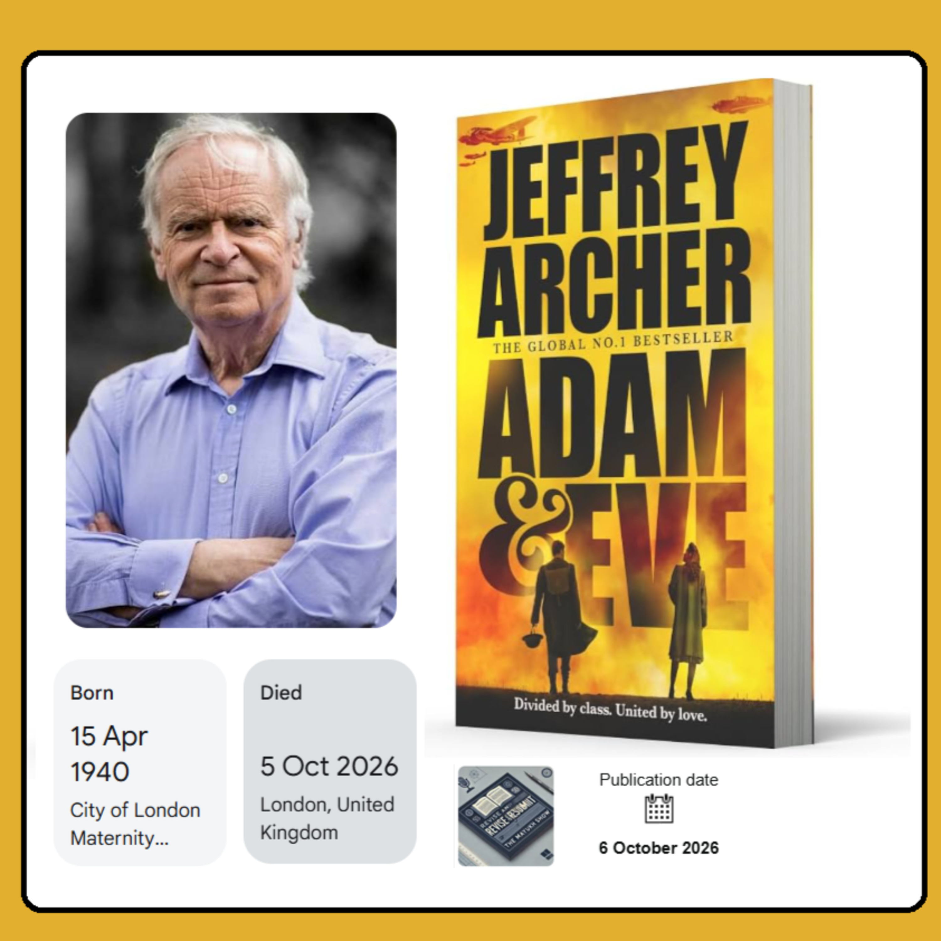 Adam and Eve (Jeffrey Archer, 2026) - Weekend Book Review