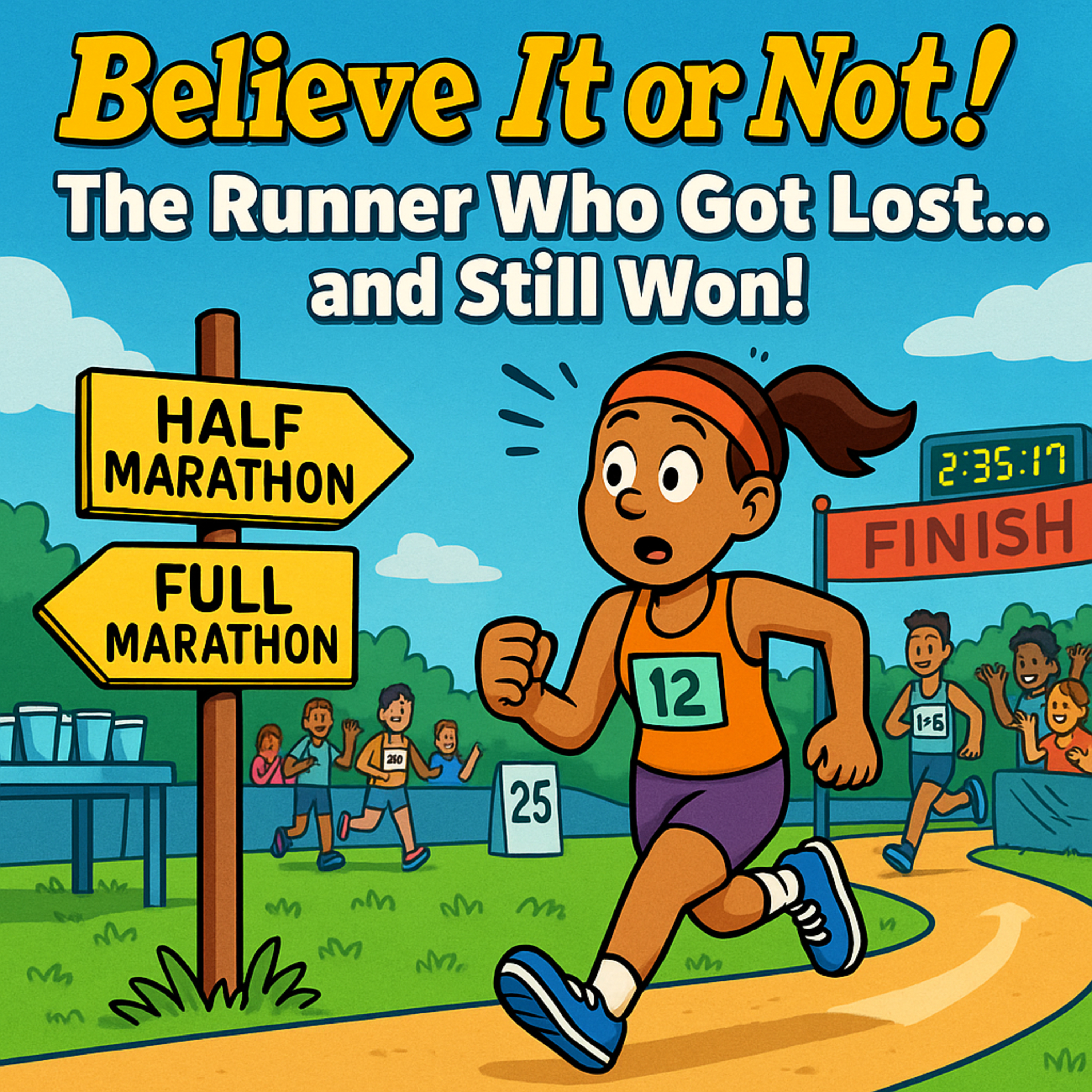 🏁 She thought she was running a half marathon… But one wrong turn turned her into the winner of the whole thing!