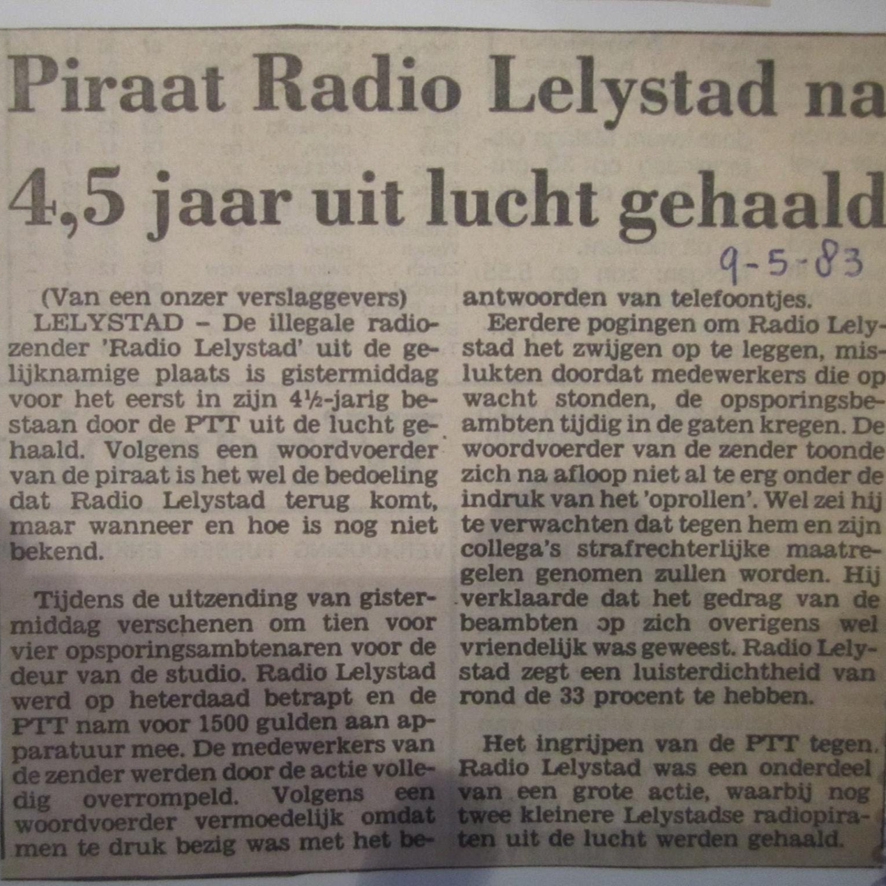 Radio Lelystad de piraat van toen...