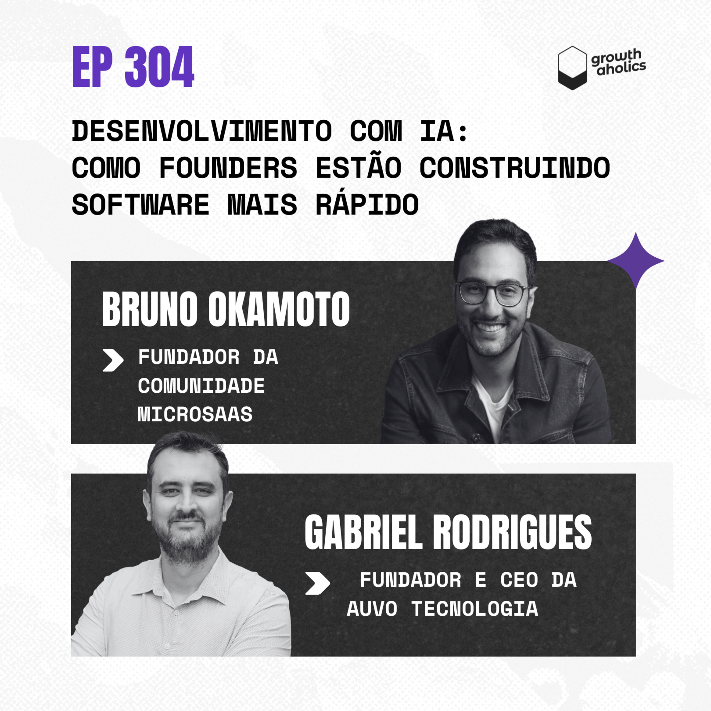 #304 – Desenvolvimento com IA: como founders estão construindo software mais rápido | Com Gabriel Rodrigues, founder e CEO da Auvo Tecnologia, e Bruno Okamoto, founder da Comunidade MicroSaaS