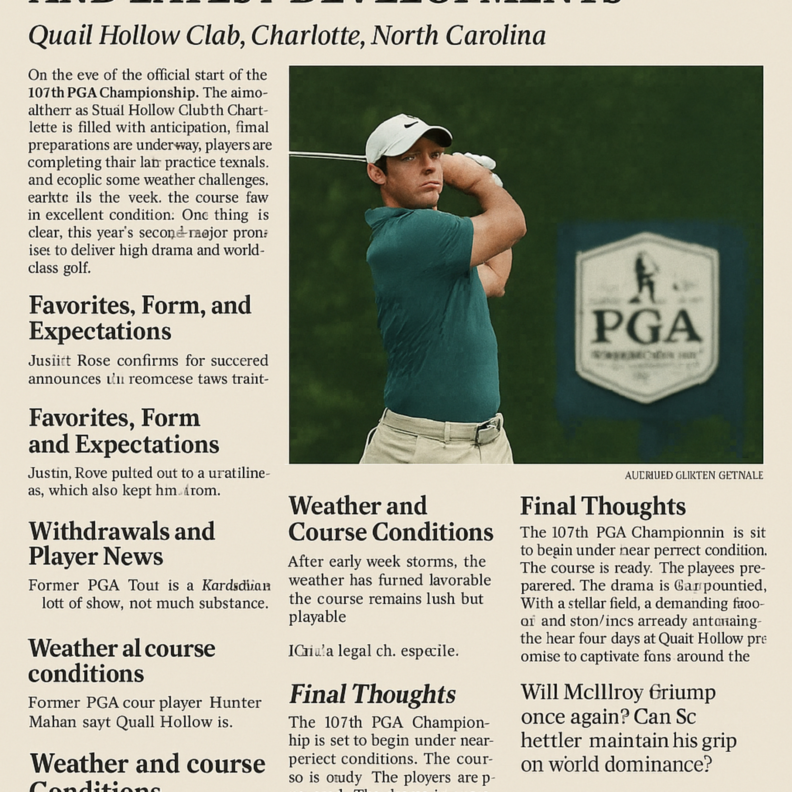 #223 🏌️ 107th PGA Championship 2025 – Compact Preview of Quail Hollow & Key Contenders