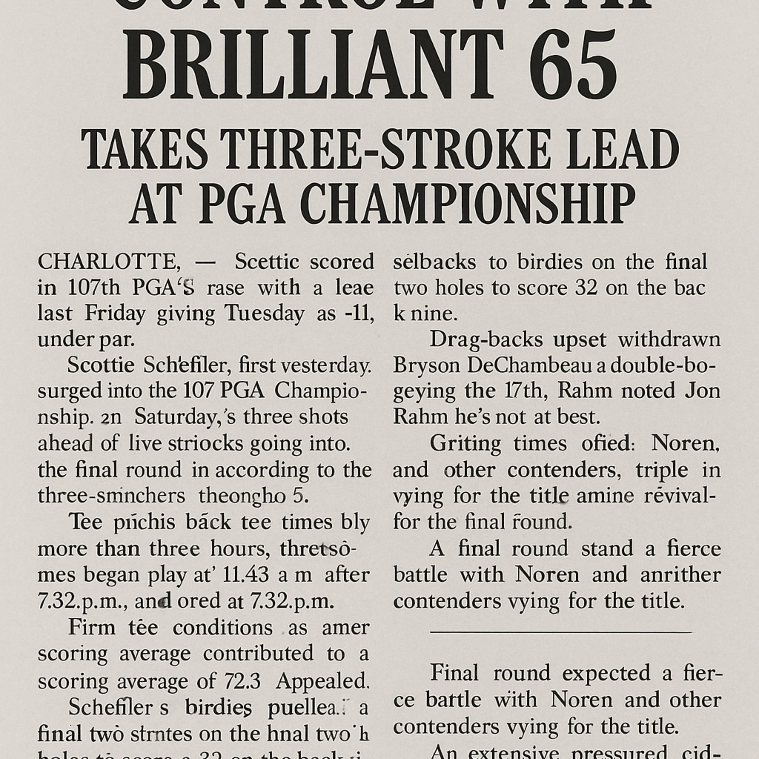 #227 PGA Championship 2025 – Round 3 Summary Saturday, May 18 | Quail Hollow Club, Charlotte, NC