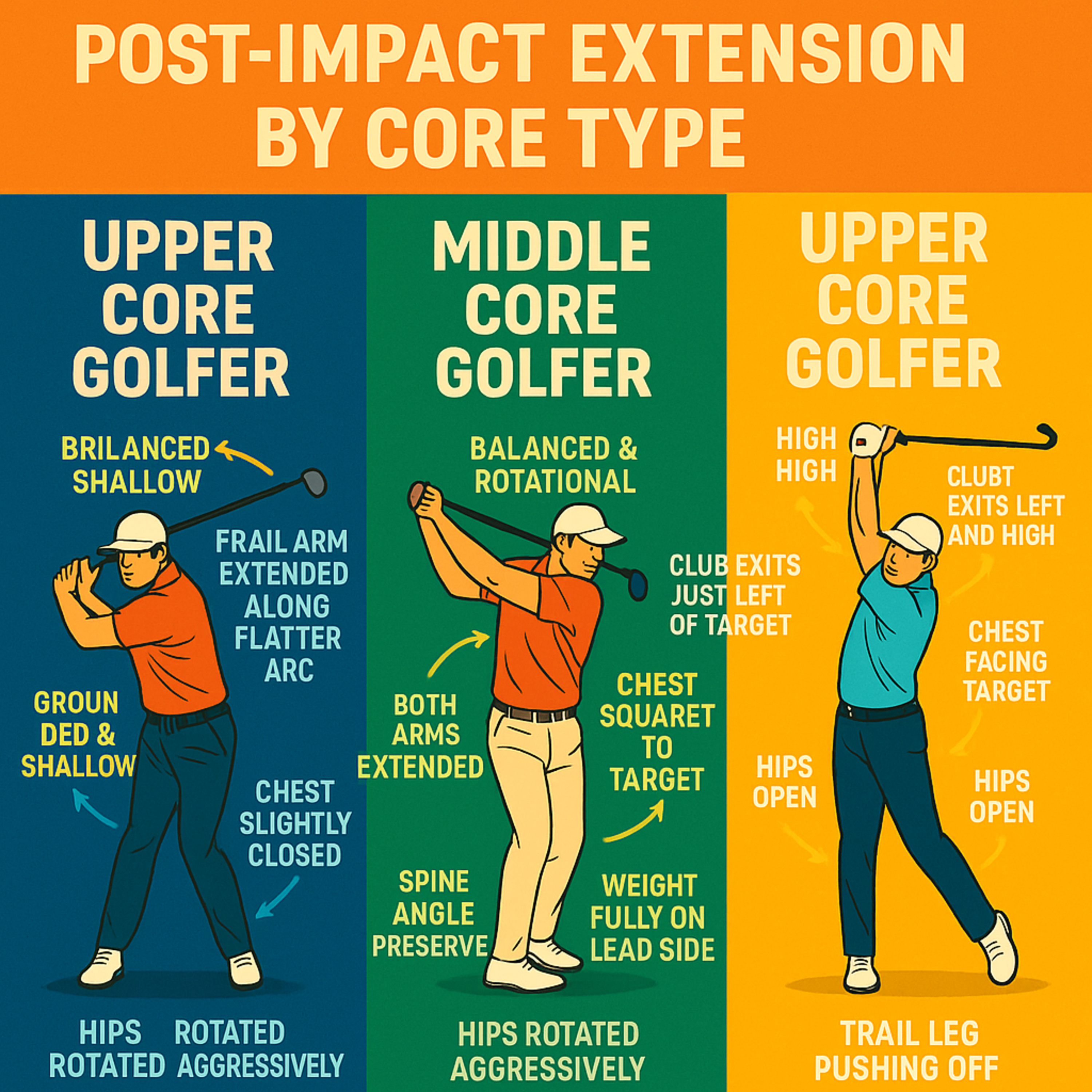 #384 Golf Swing P8 – Post-Impact Extension by Core Type