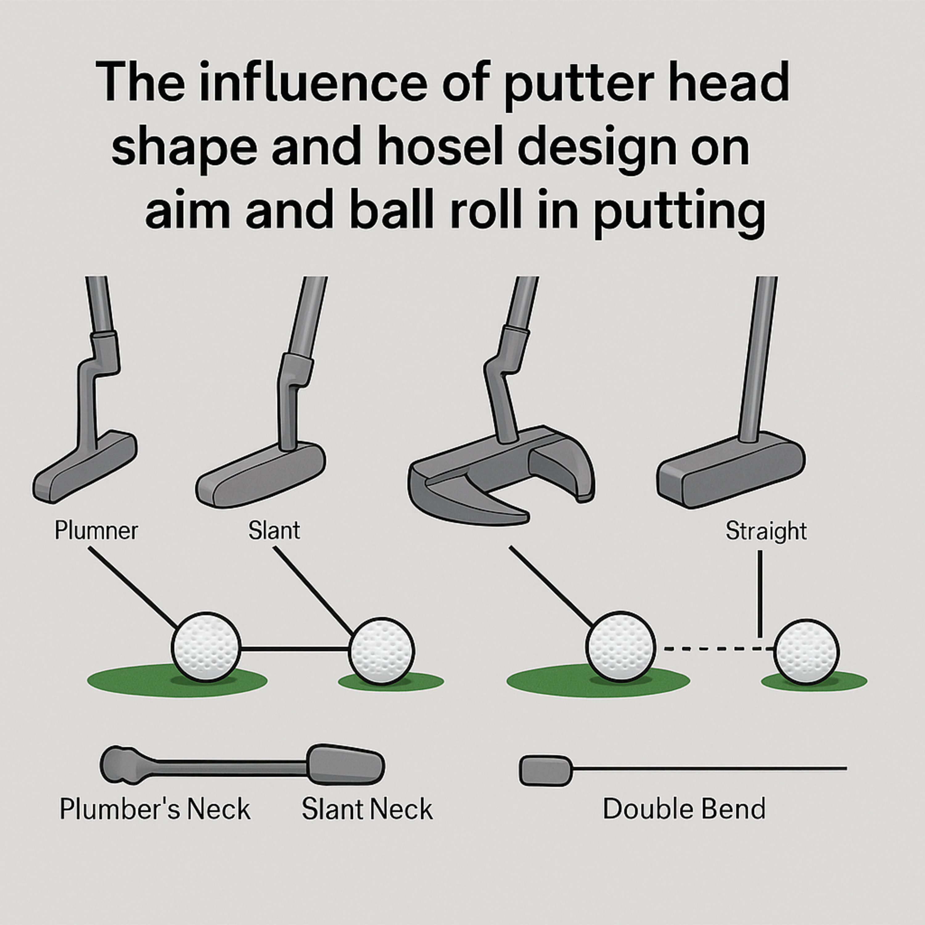 #409 The Influence of Putter Head Shape and Hosel Design on Aiming and Ball Roll in Putting