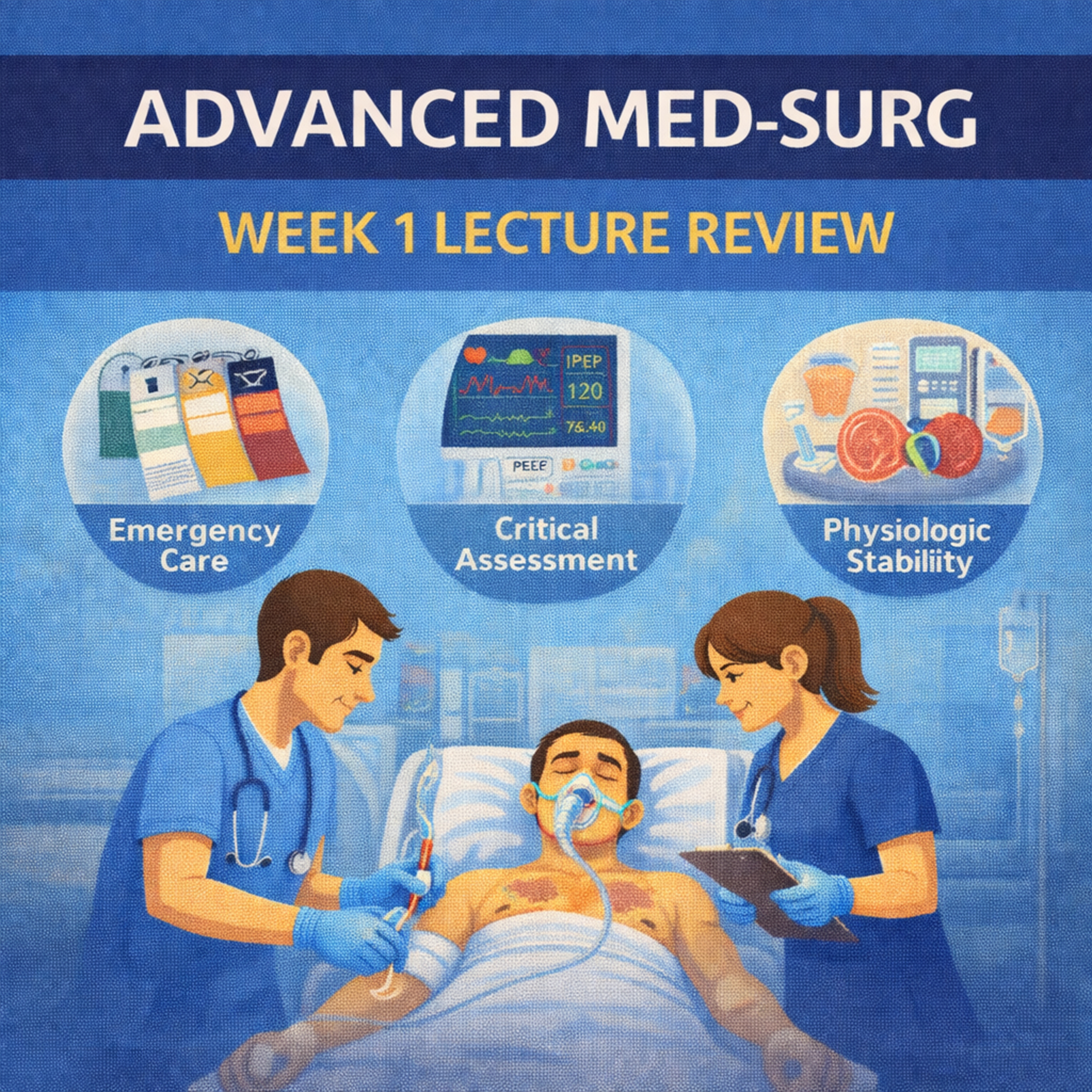 Advanced Med-Surg: Week 1 Lecture Review – Emergency Care, Critical Assessment, and Physiologic Stability episode artwork