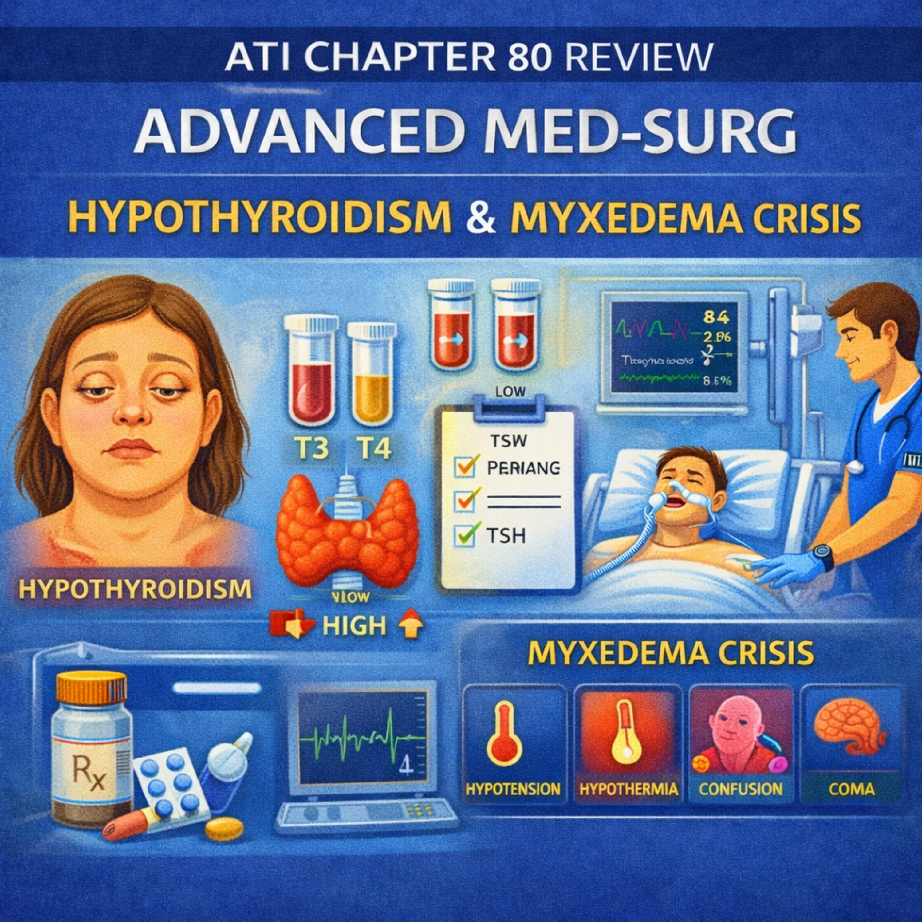 ATI Chapter 80 Review: Advanced Med-Surg – Hypothyroidism & Myxedema Crisis episode artwork