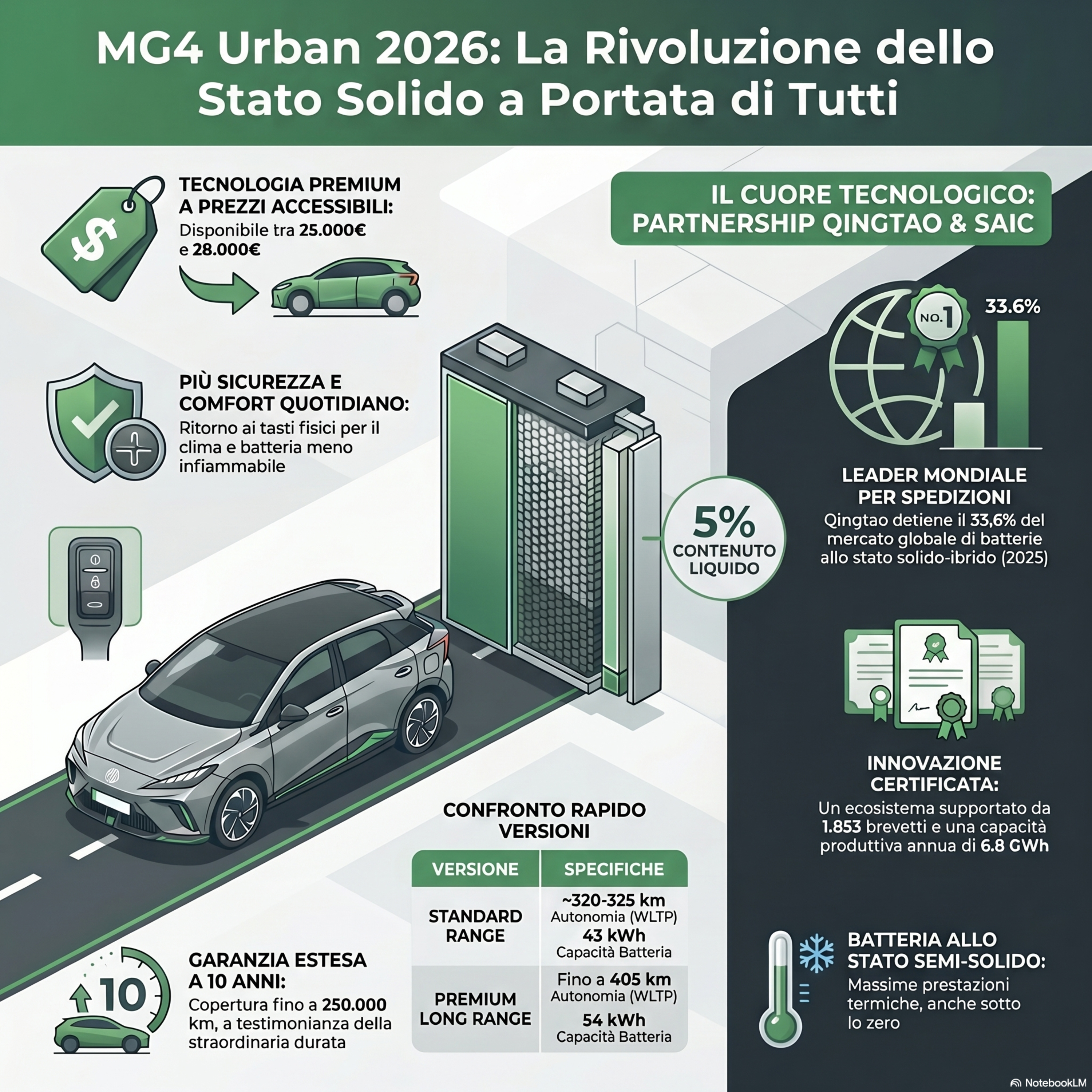La batteria semi-solida MG per tutti