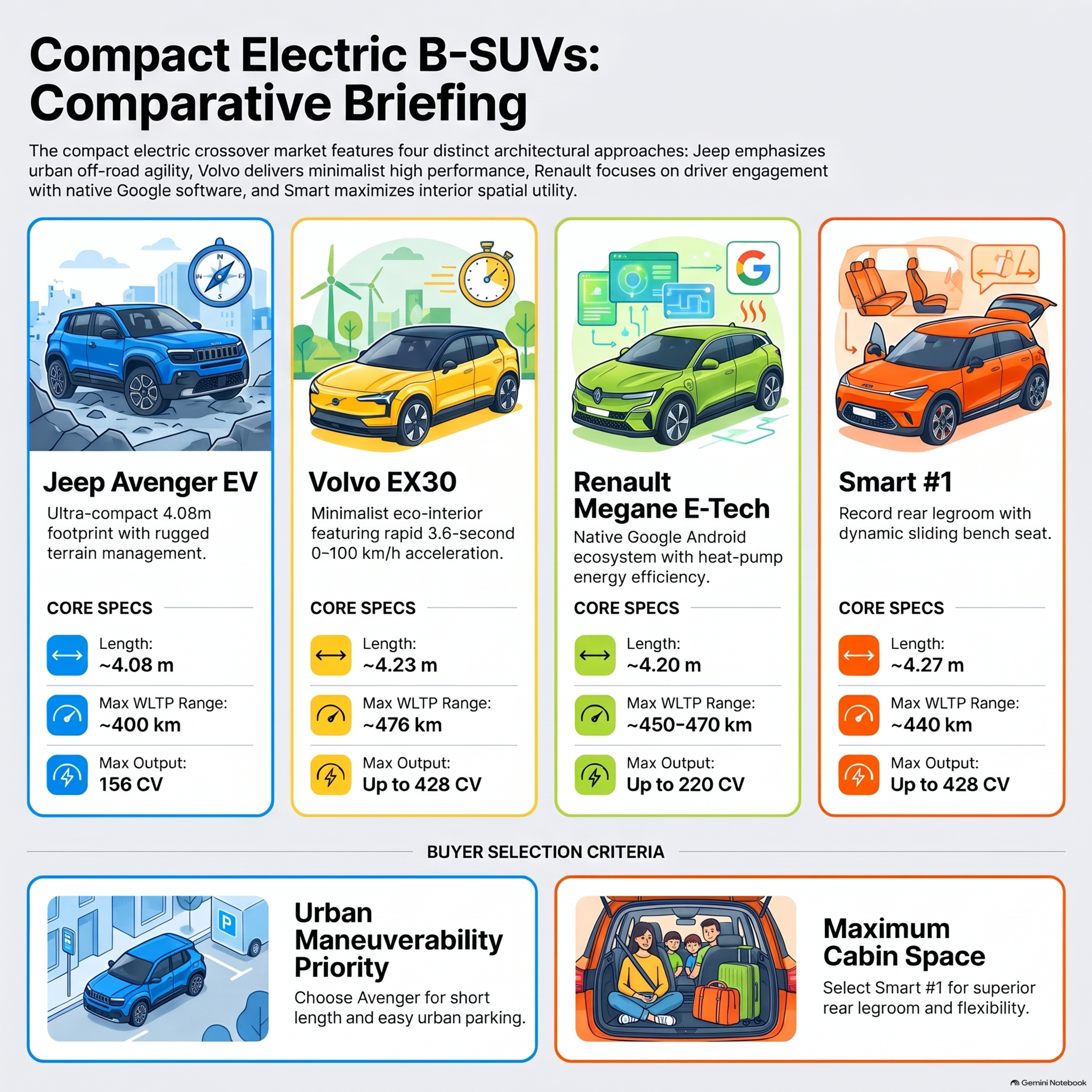 Confronto B-SUV Elettrici: Jeep, Volvo, Renault e Smart
