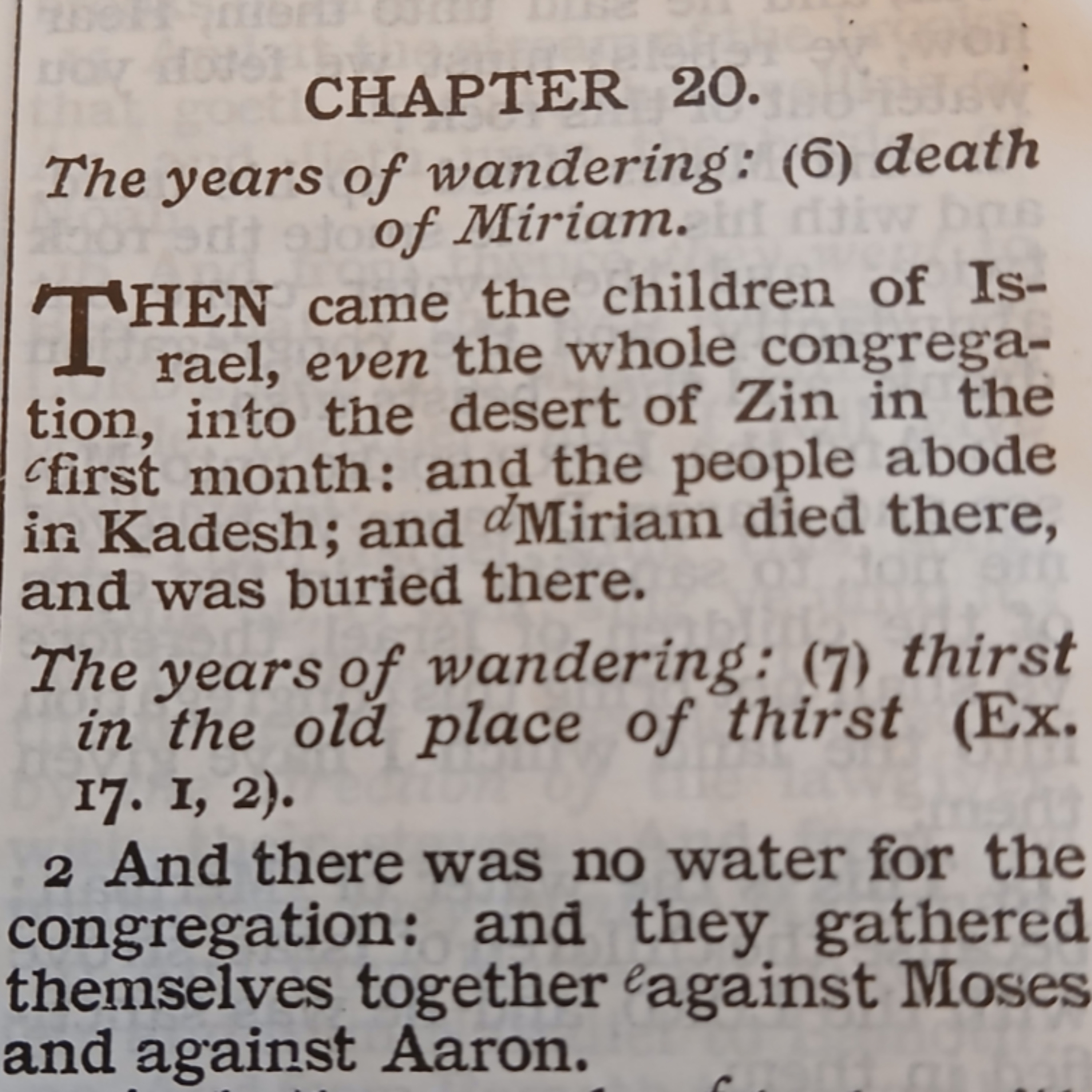 Numbers chapter 20