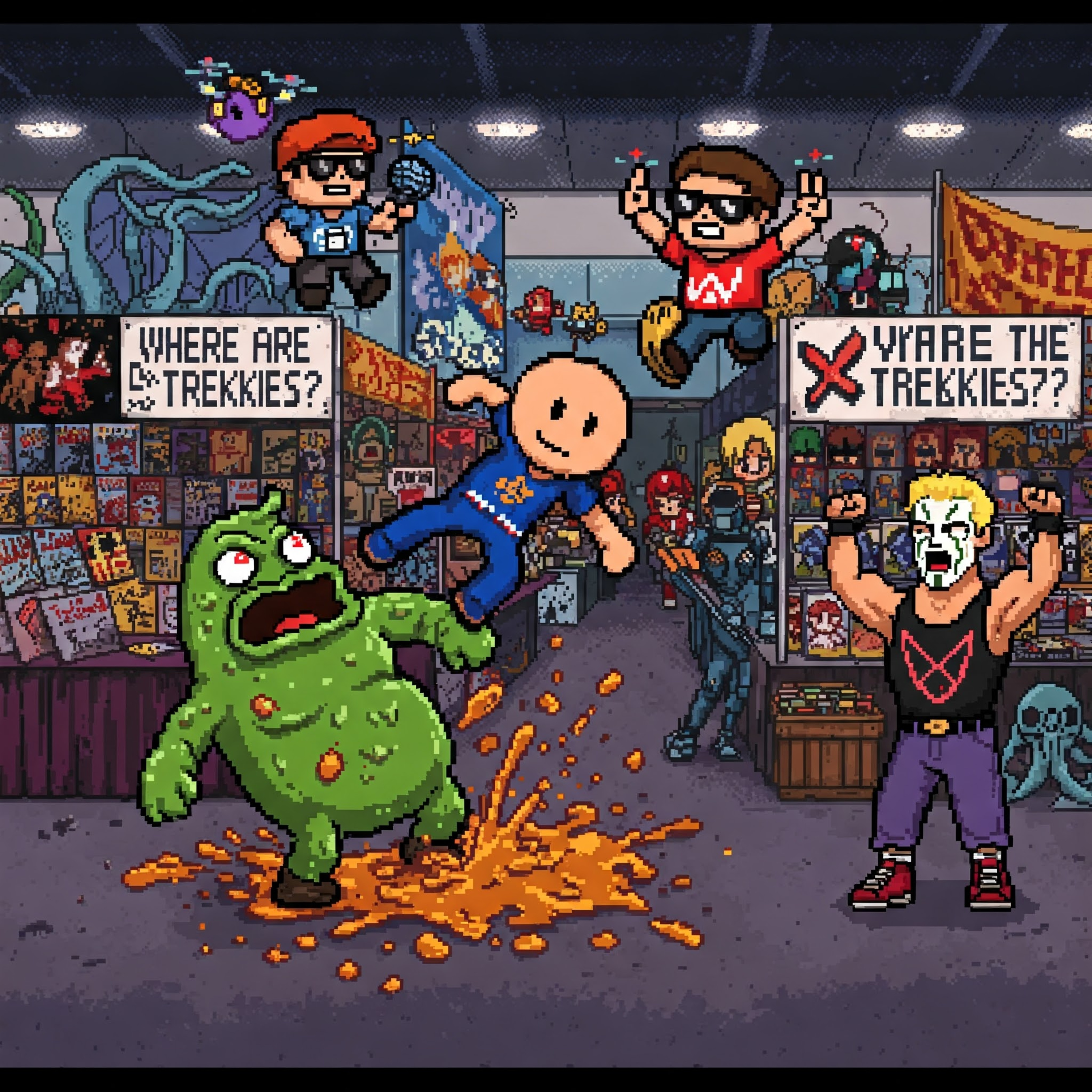 walking around comic con featuring Stu The Host w/the Most & Sting aka JC BODYSLaMz Trash Doodie?! episode artwork