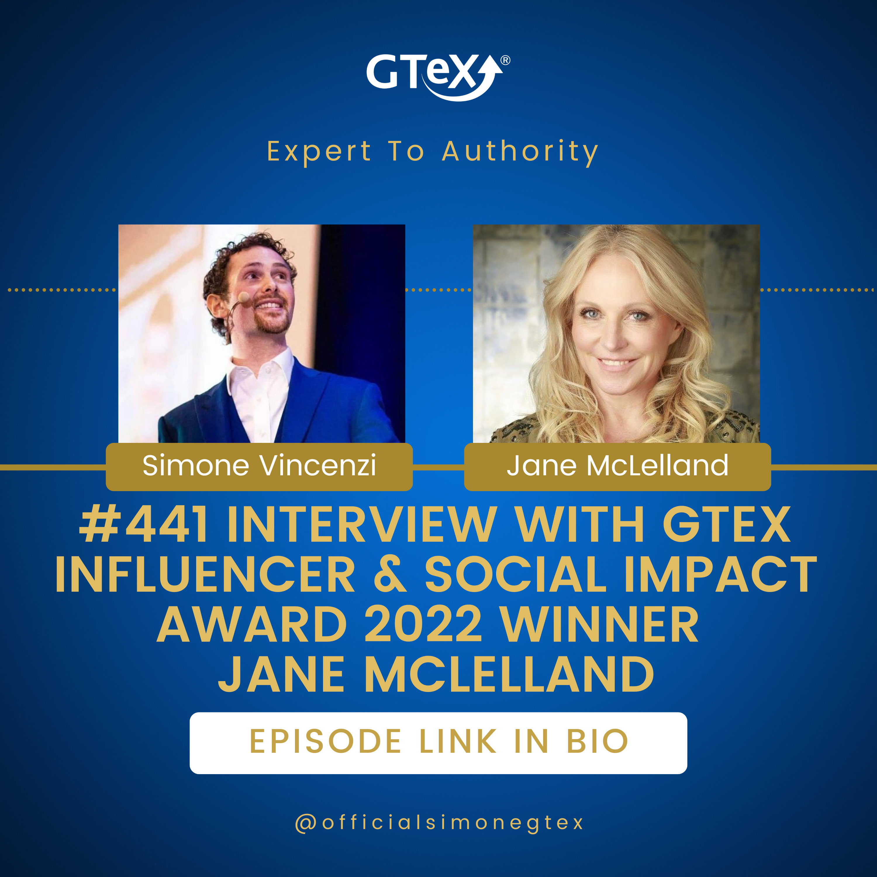 Episode #441 Interview with GTeX Influencer & Social Impact Award 2022 Winner Jane McLelland episode artwork