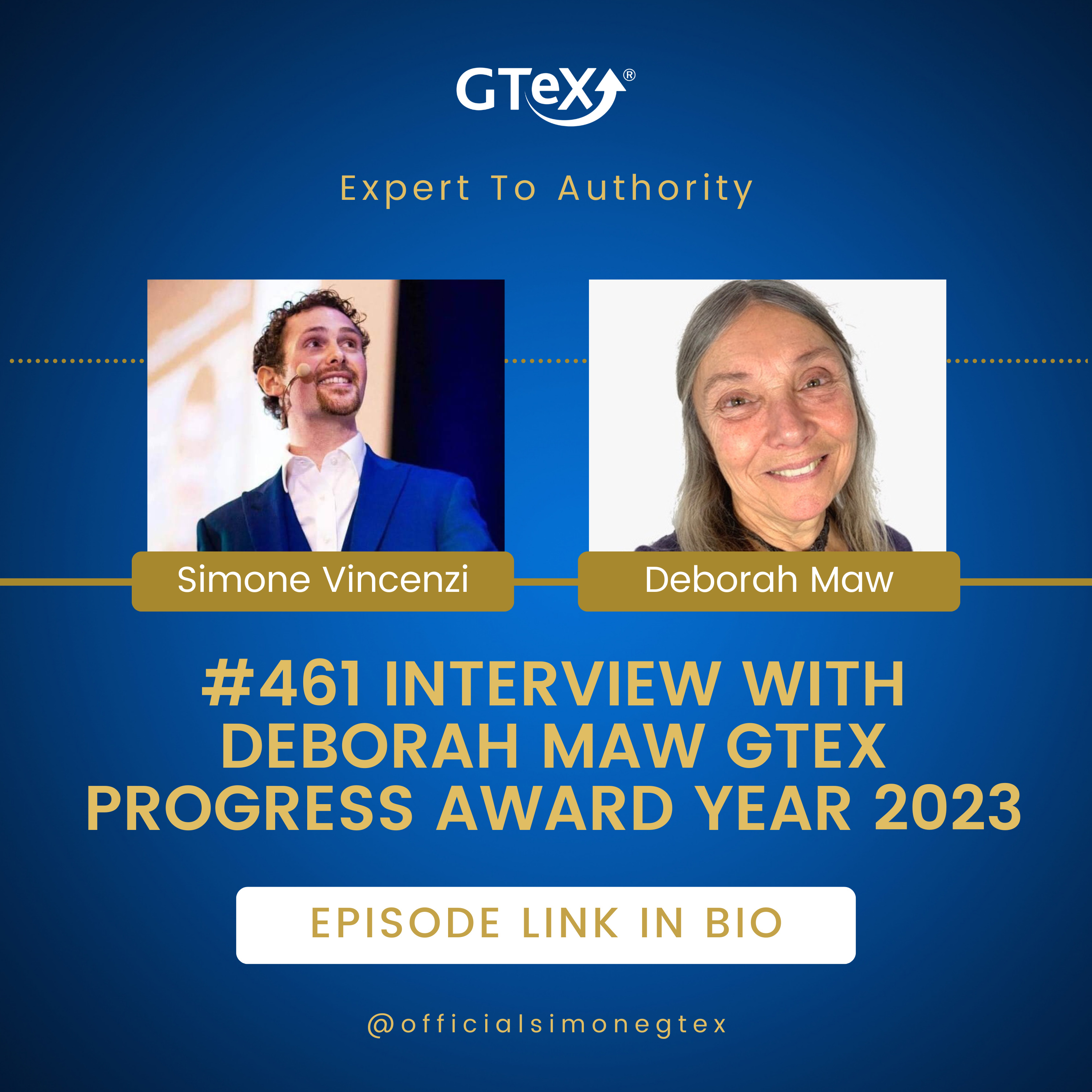 Episode #461 Interview with Deborah Maw GTeX Progress Award Year 2023 episode artwork