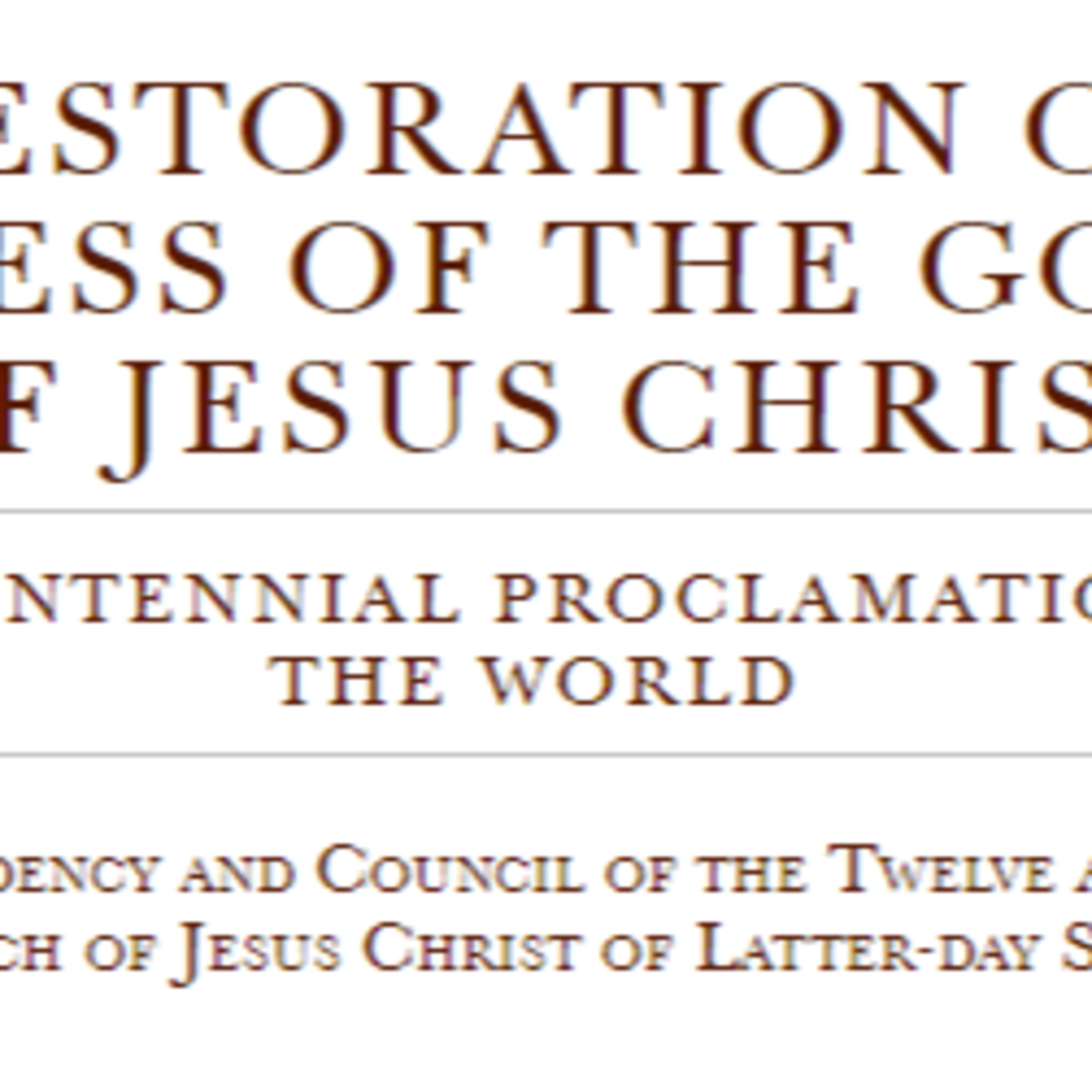 The Restoration of the Fulness of the Gospel of Jesus Christ: A Bicentennial Proclamation to the World episode artwork