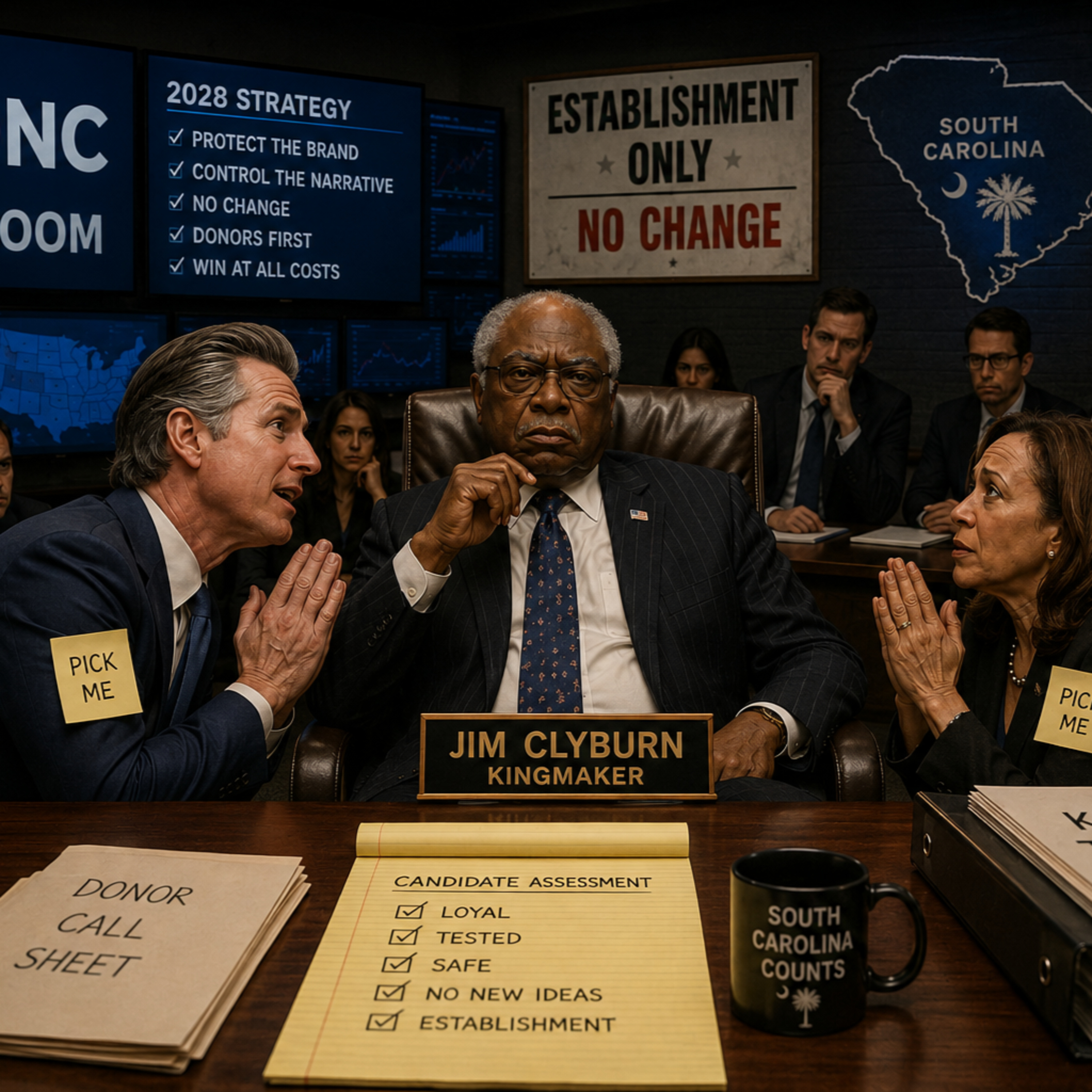 The DNC rigs the 2028 primary for Gavin/Kamala episode artwork