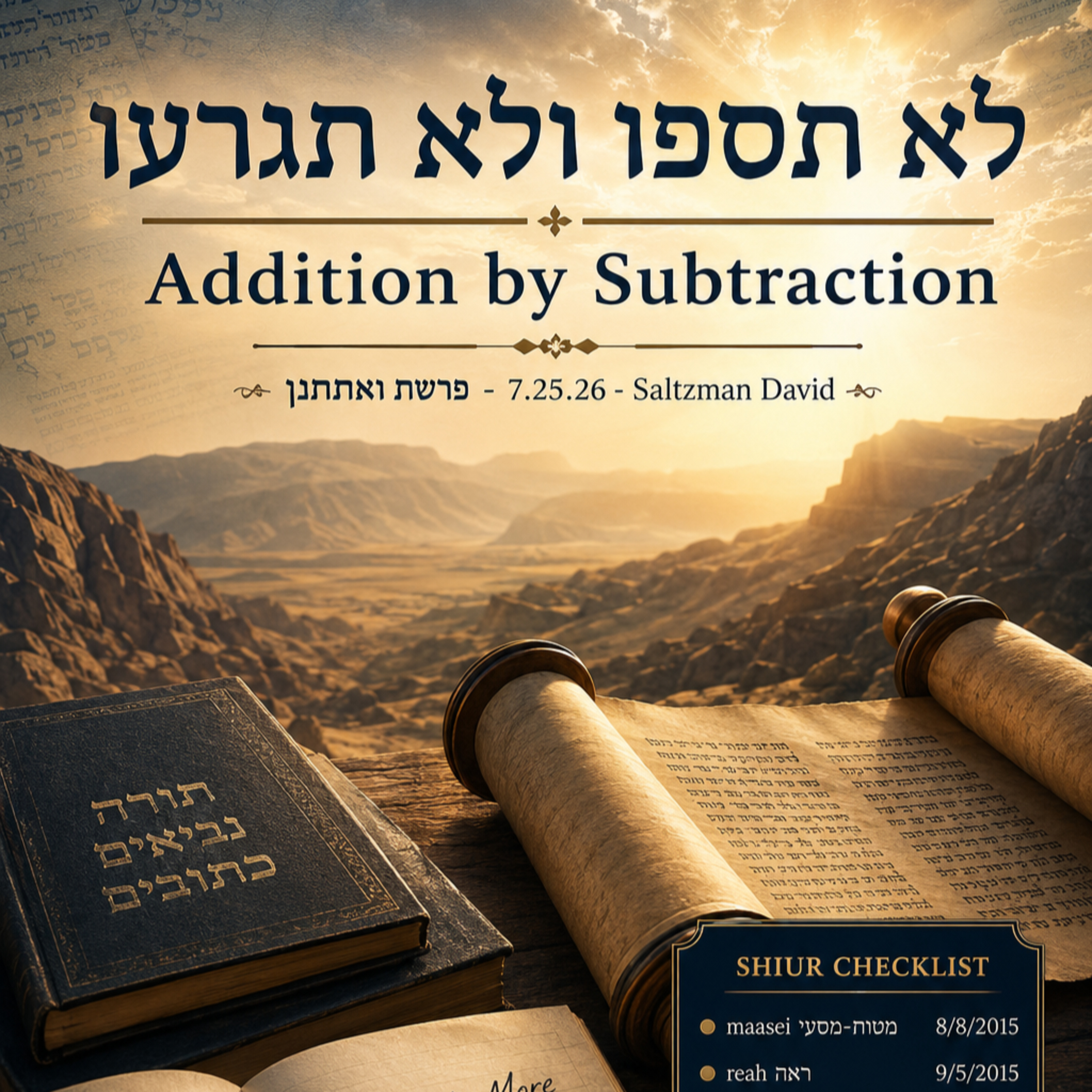 לֹא תֹסִפוּ וְלֹא תִגְרְעוּ - Subtraction by Addition - פרשת ואתחנן episode artwork