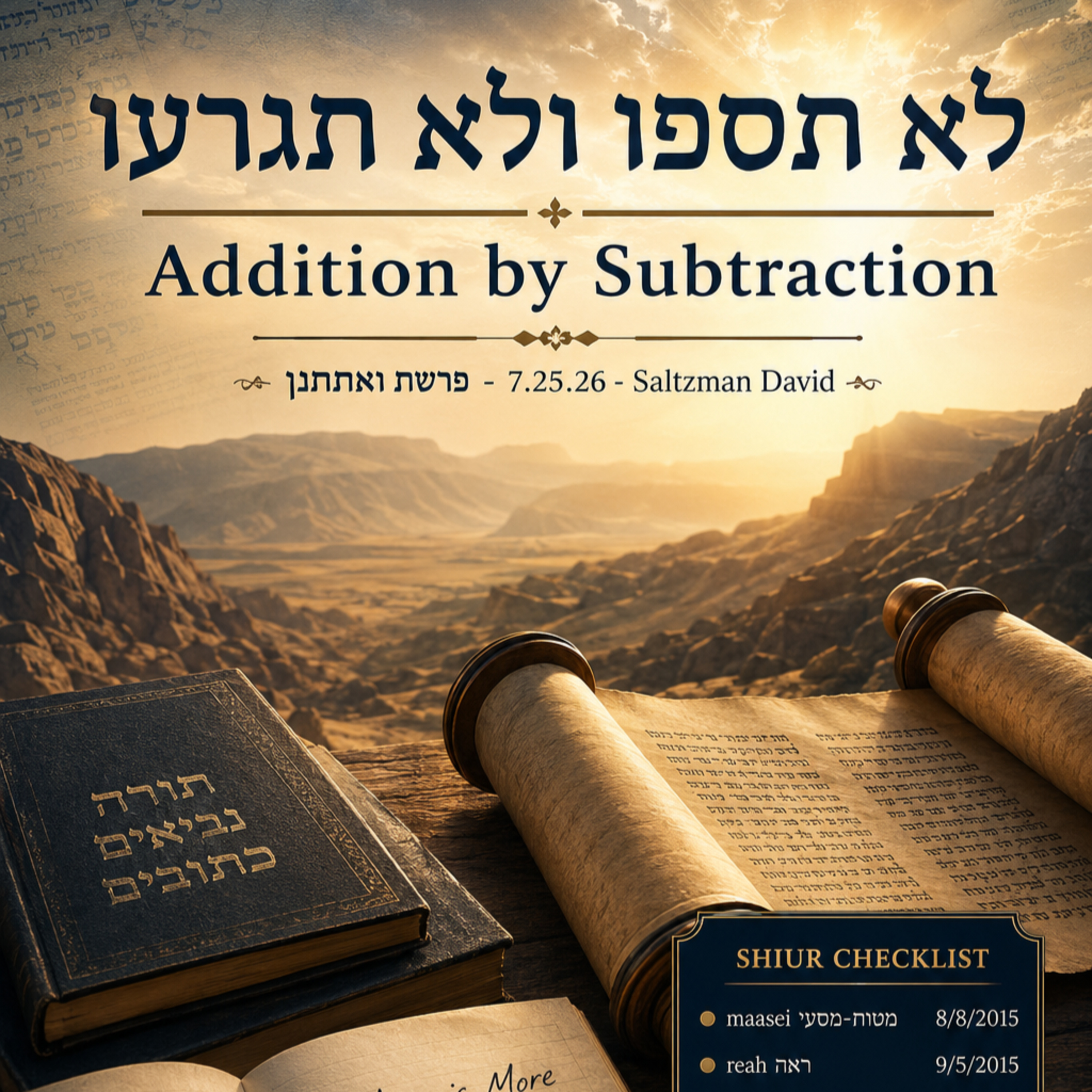 לֹא תֹסִפוּ וְלֹא תִגְרְעוּ - Subtraction by Addition - פרשת ואתחנן episode artwork