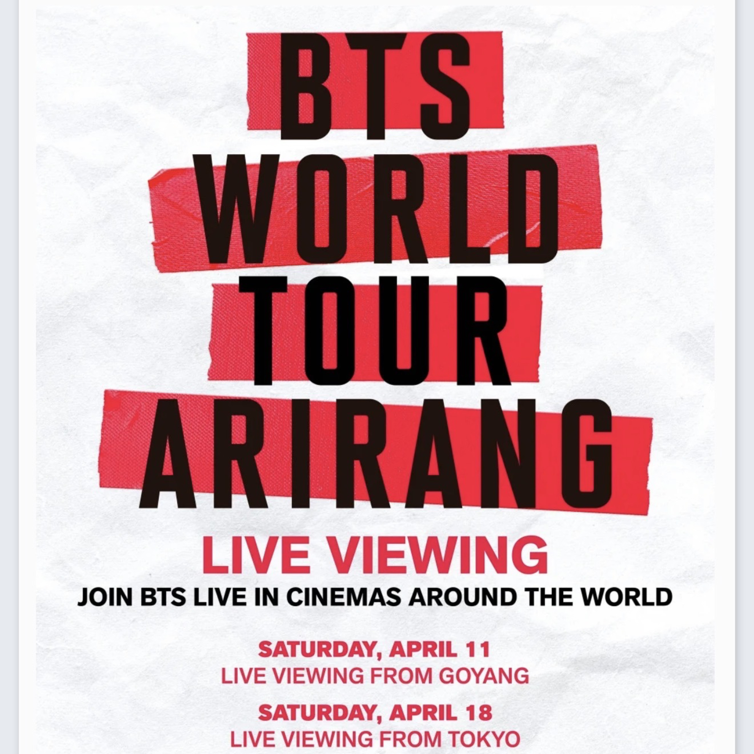 BTS to launch 'BTS World Tour Arirang,' Live viewing set for Goyang and Tokyo concerts