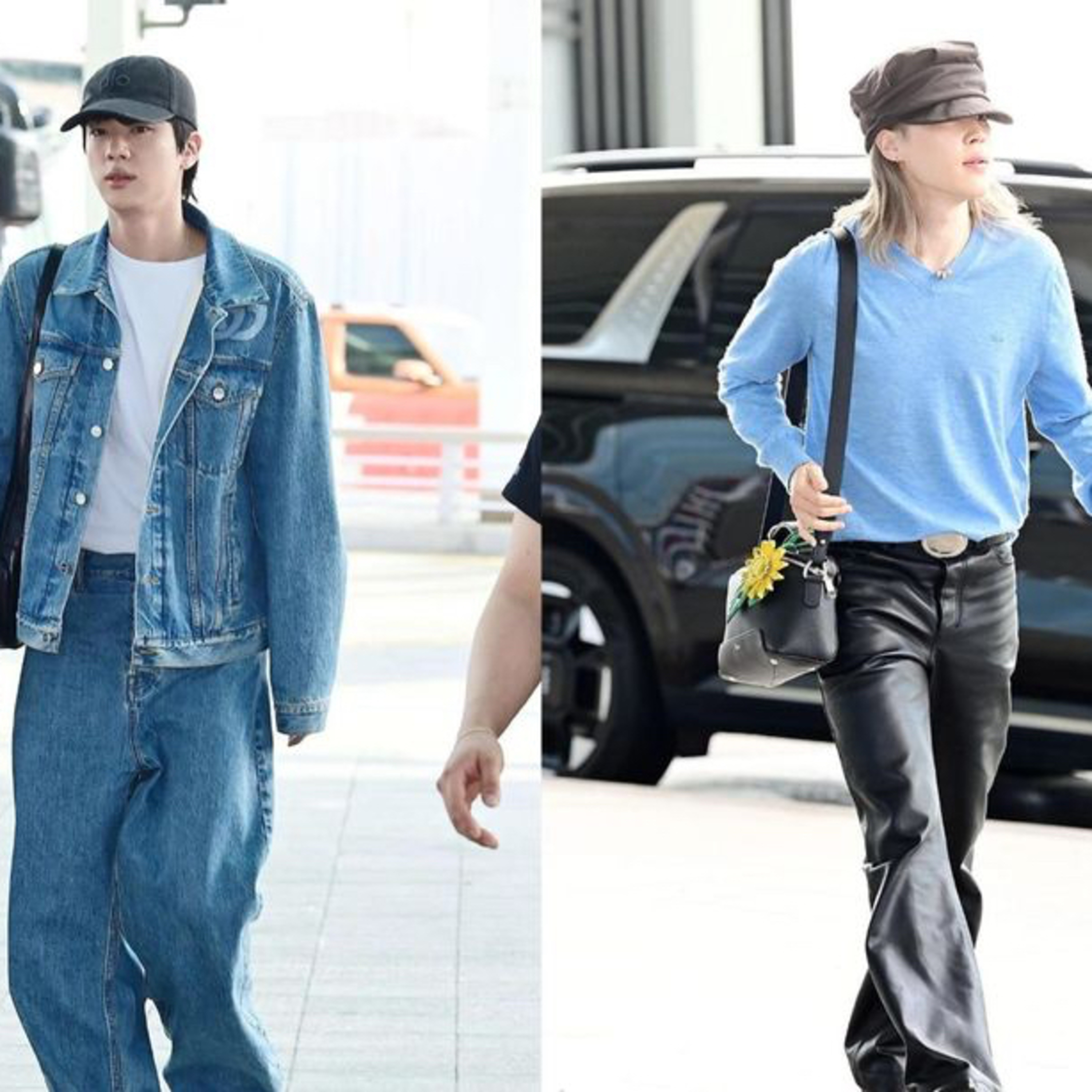 BTS' Jin and Jimin steal the spotlight with contrasting airport fashion ahead of Europe tour