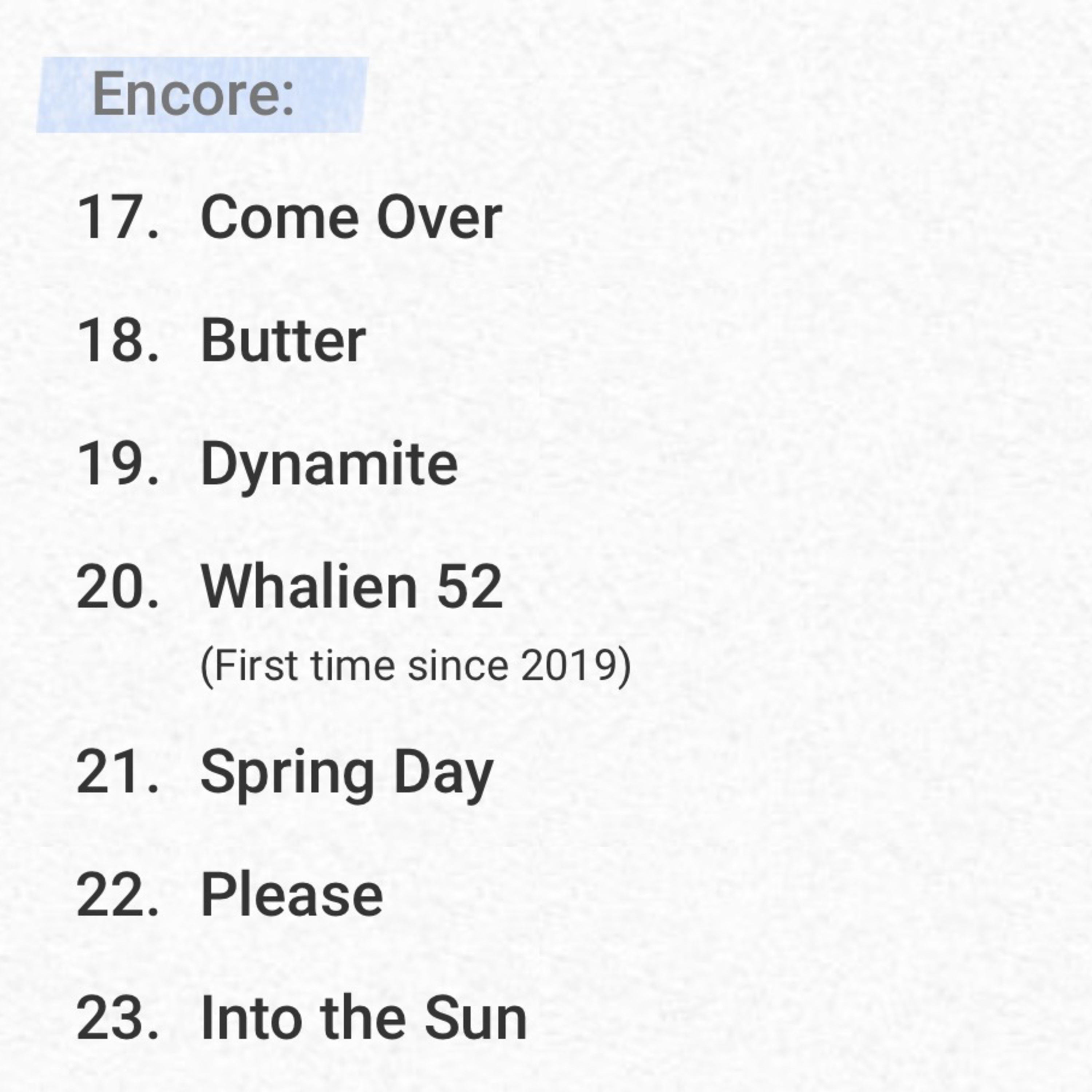 BTS surprise songs were Whalien 52 and Spring Day for BTS ARIRANG world tour concert last night