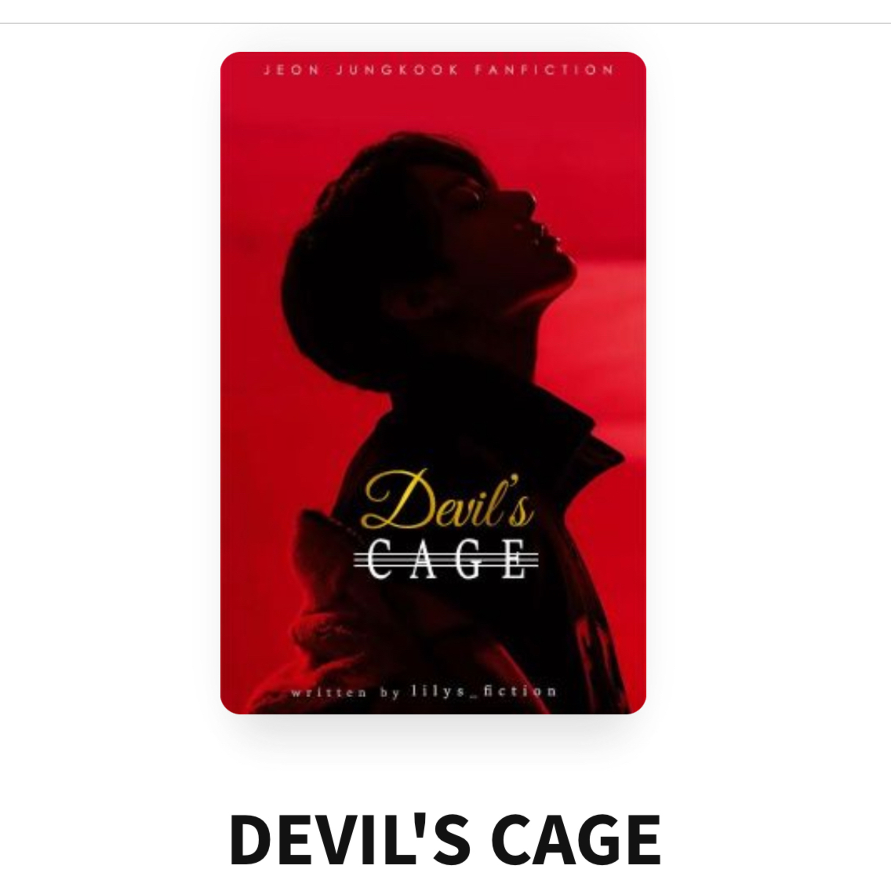 I am reading the Wattpad fan fiction BTS JungKook Devil’s Cage episode artwork