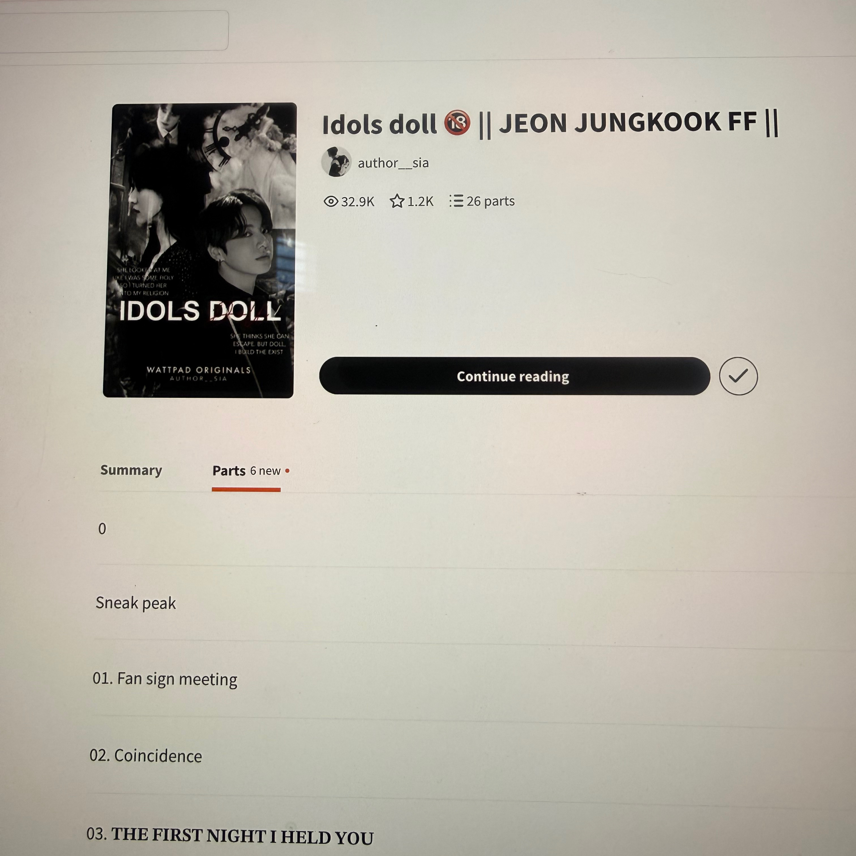 Idols doll Wattpad fan fiction BTS Jungkook and Elena part 1