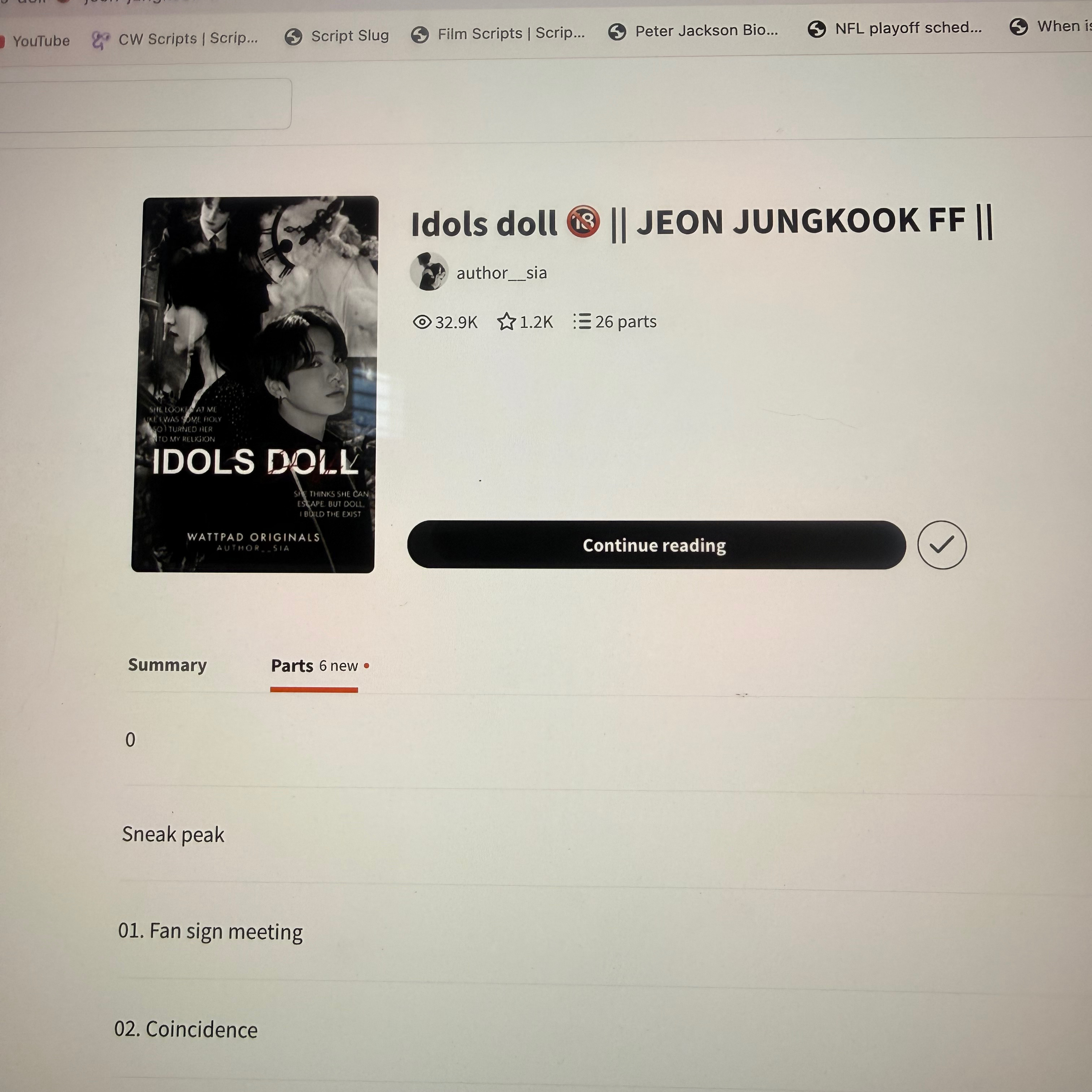 Idols doll Wattpad fan fiction BTS Jungkook and Elena part 2 episode artwork