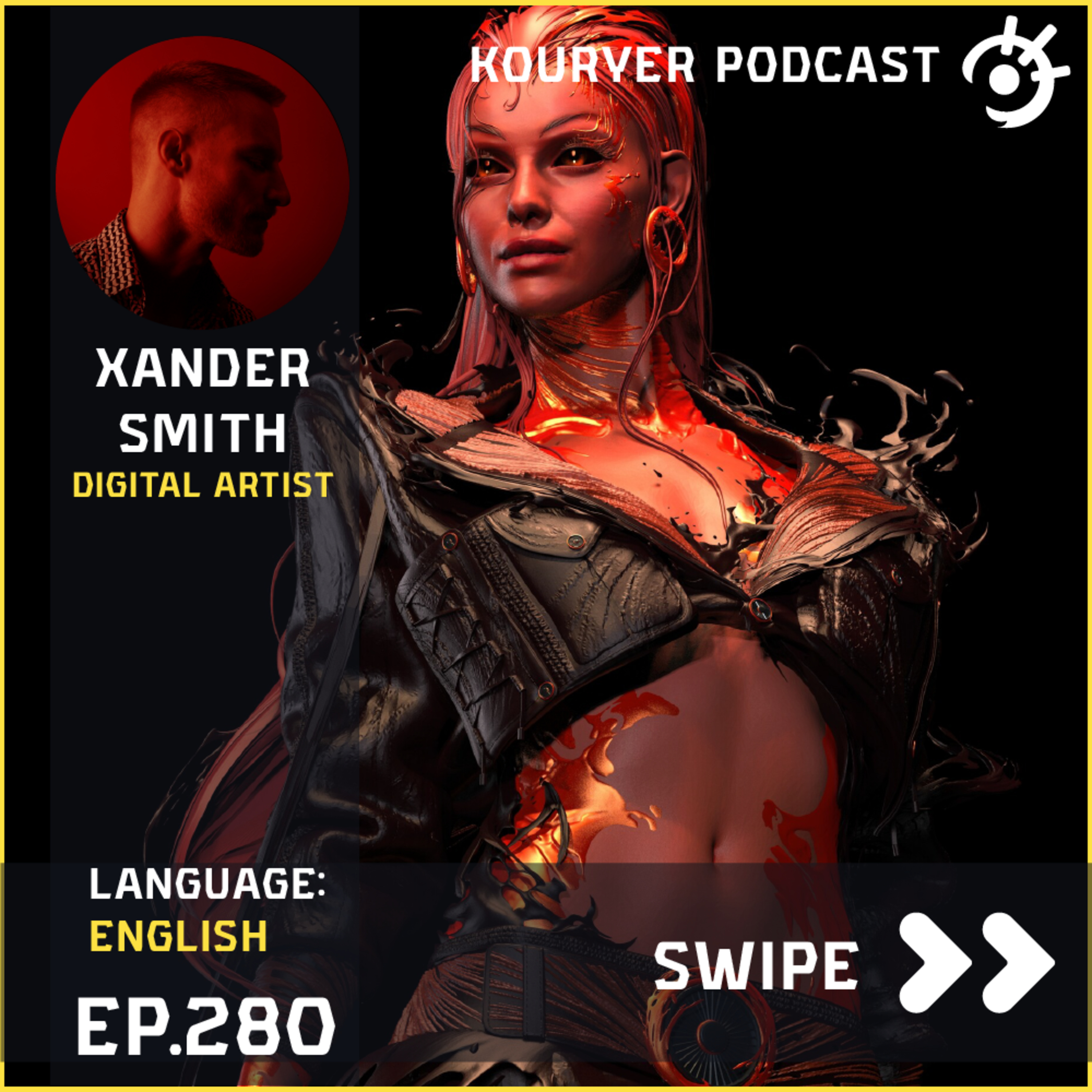 Learning 3d Character art workflow with Xander Smith - Kouryer podcast #280 episode artwork