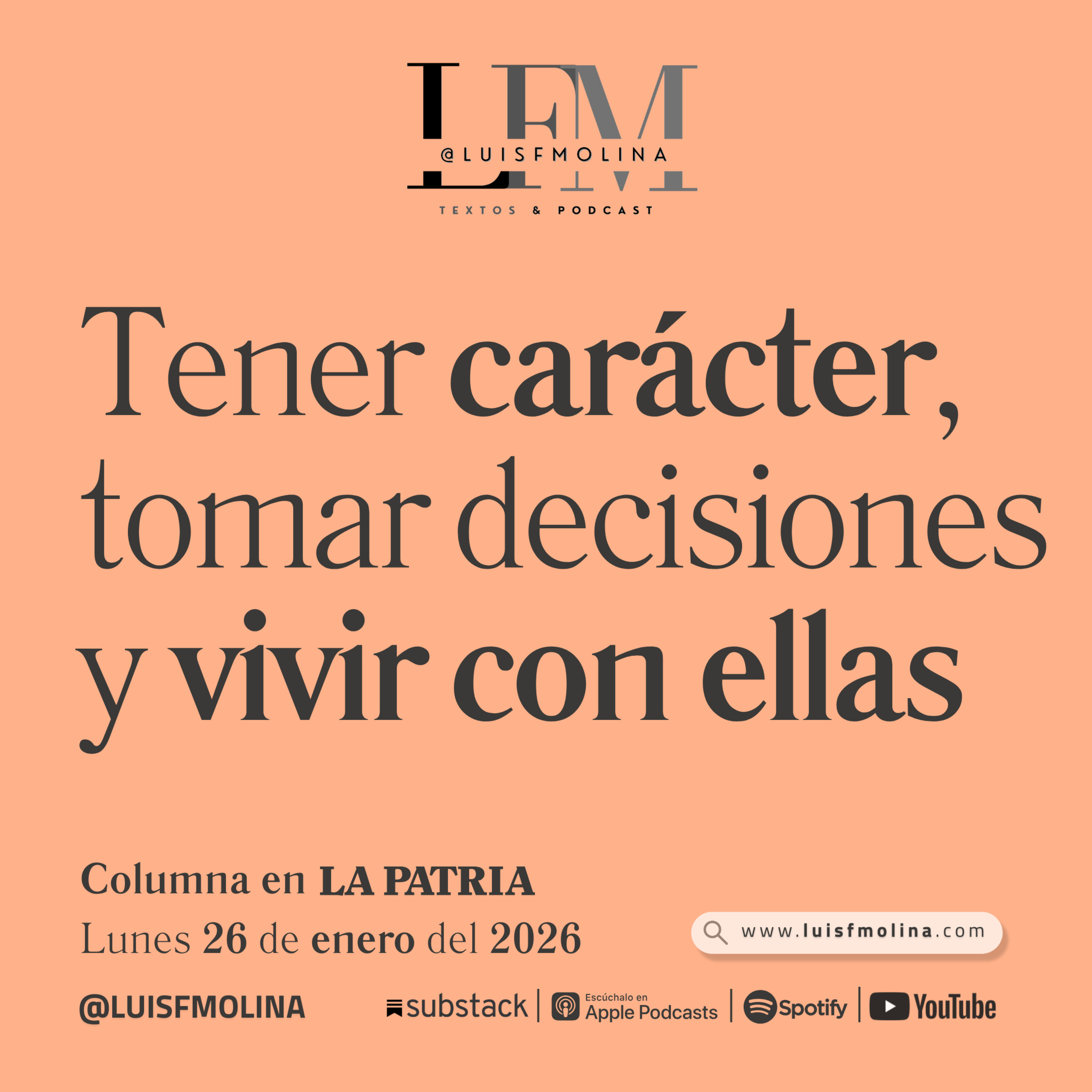 31. Tener carácter, tomar decisiones y vivir con ellas