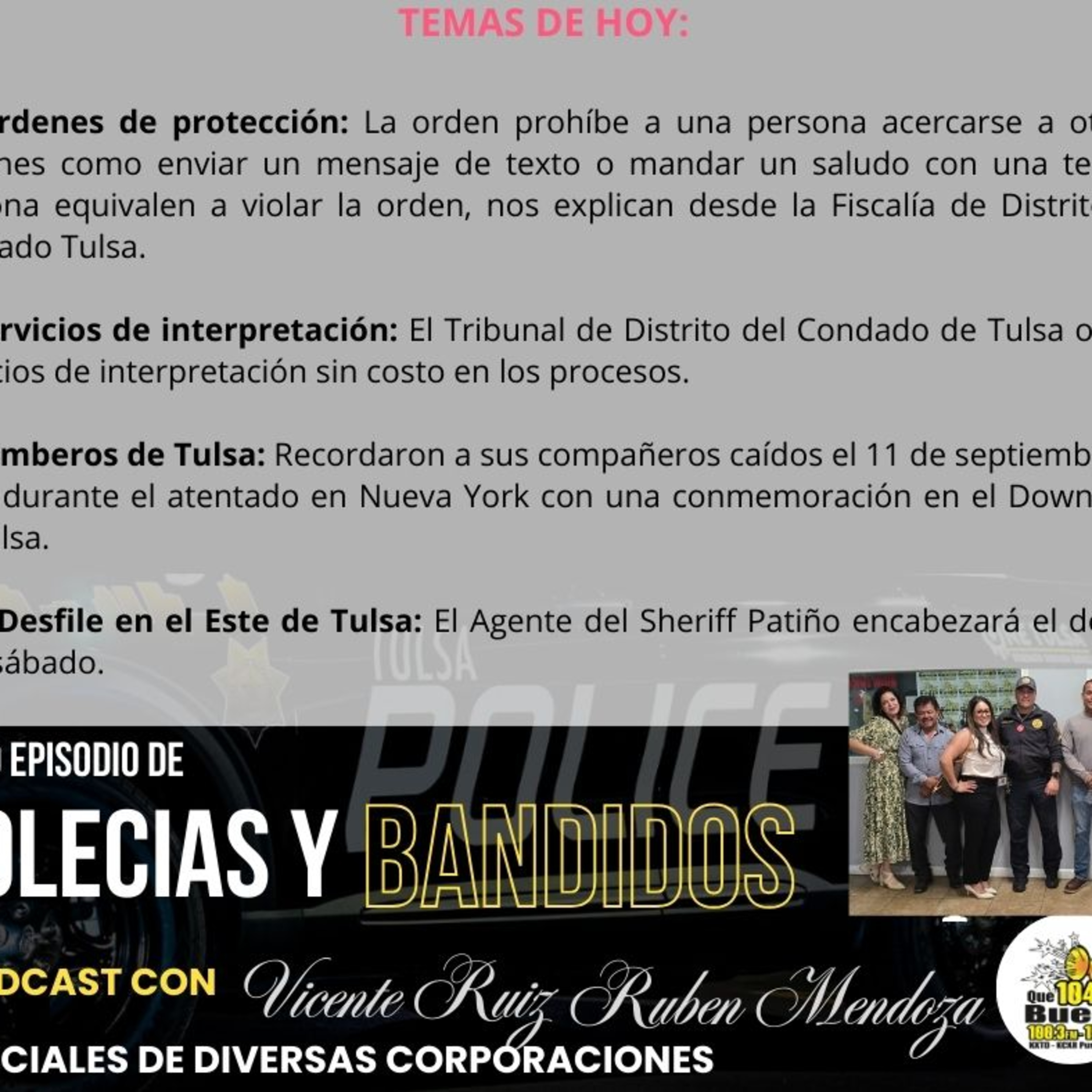 🔊 Polecias y Bandidos - Jueves 11 de septiembre 2025 🎙️👮‍♂️ https://quebuenatulsa.com/?powerpress_pinw=3734-podcast episode artwork