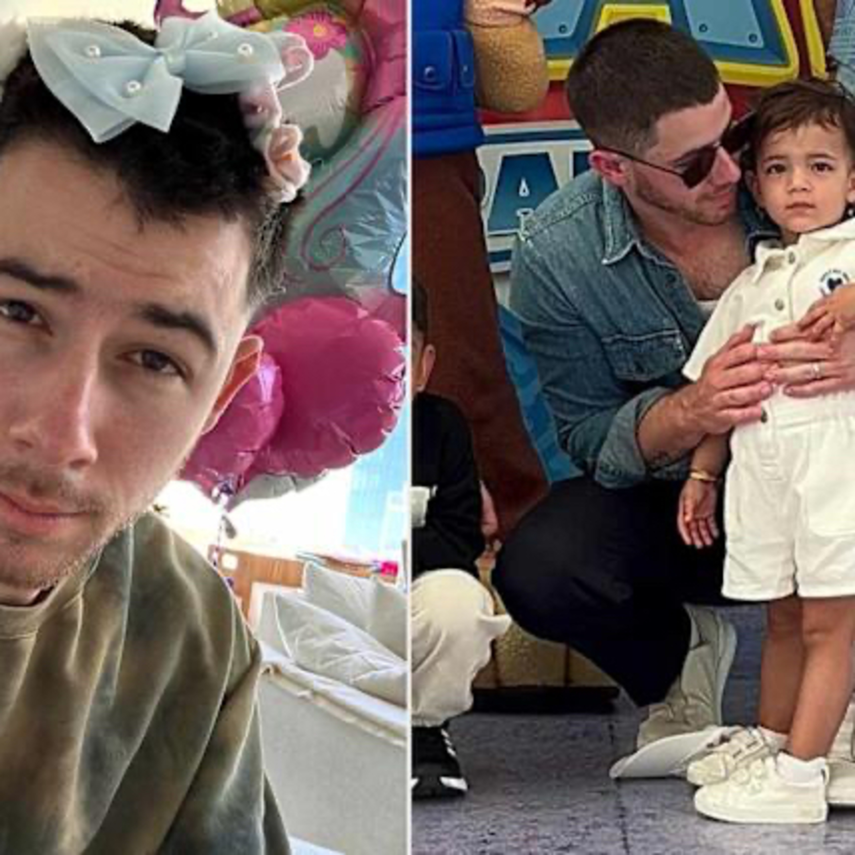 Nick Jonas Proudly his 2 years old daughter Malti Blue hair bow and living that girl dad life