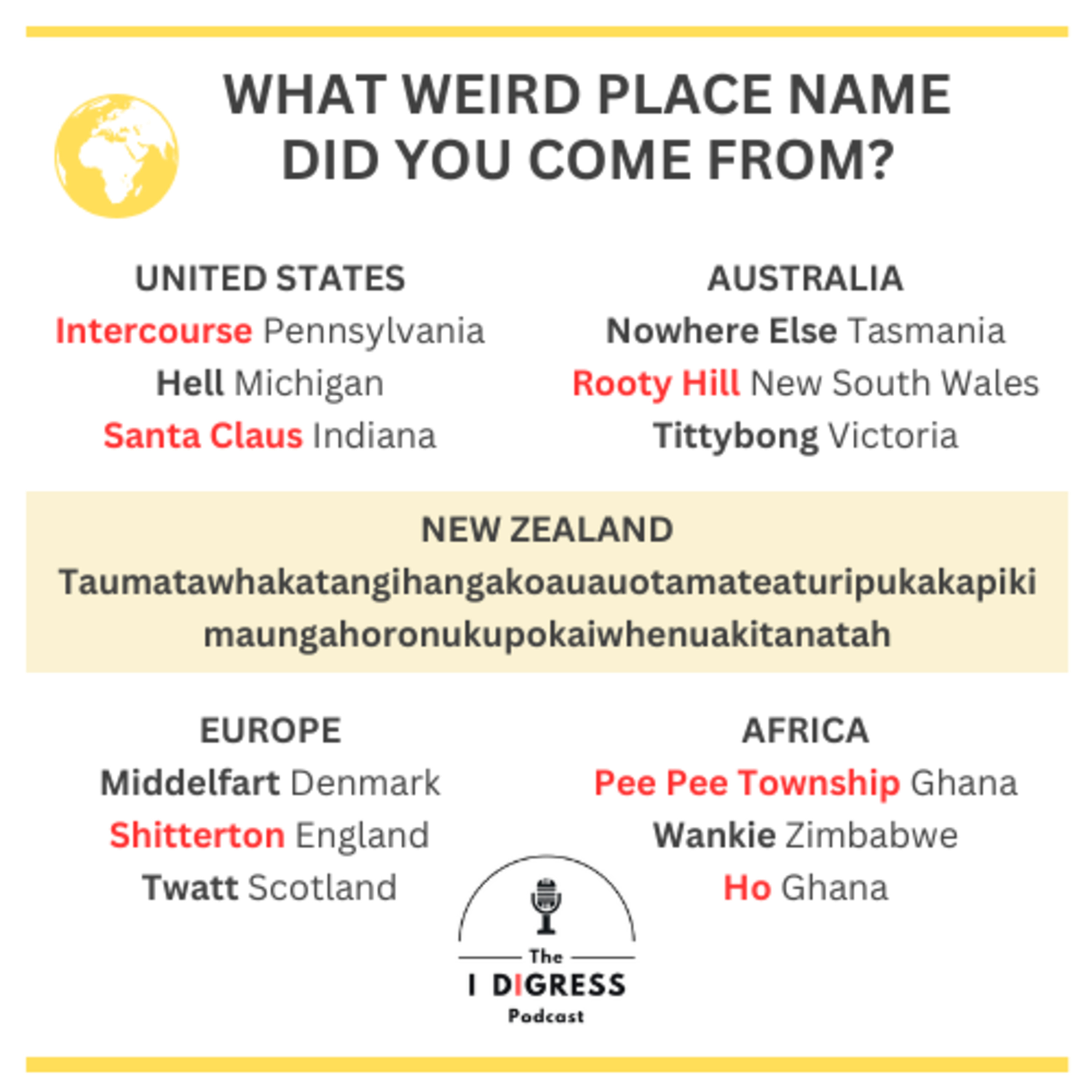 FACTS: WTF Place Names - World Tour of Weird Place Names episode artwork