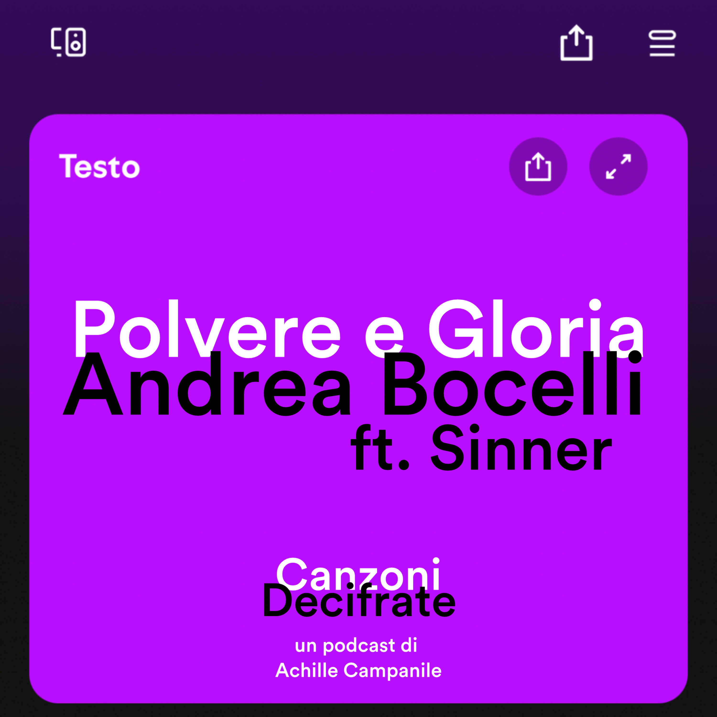 Ep. 10 Polvere e Gloria - Andrea Bocelli (ft. Sinner) episode artwork