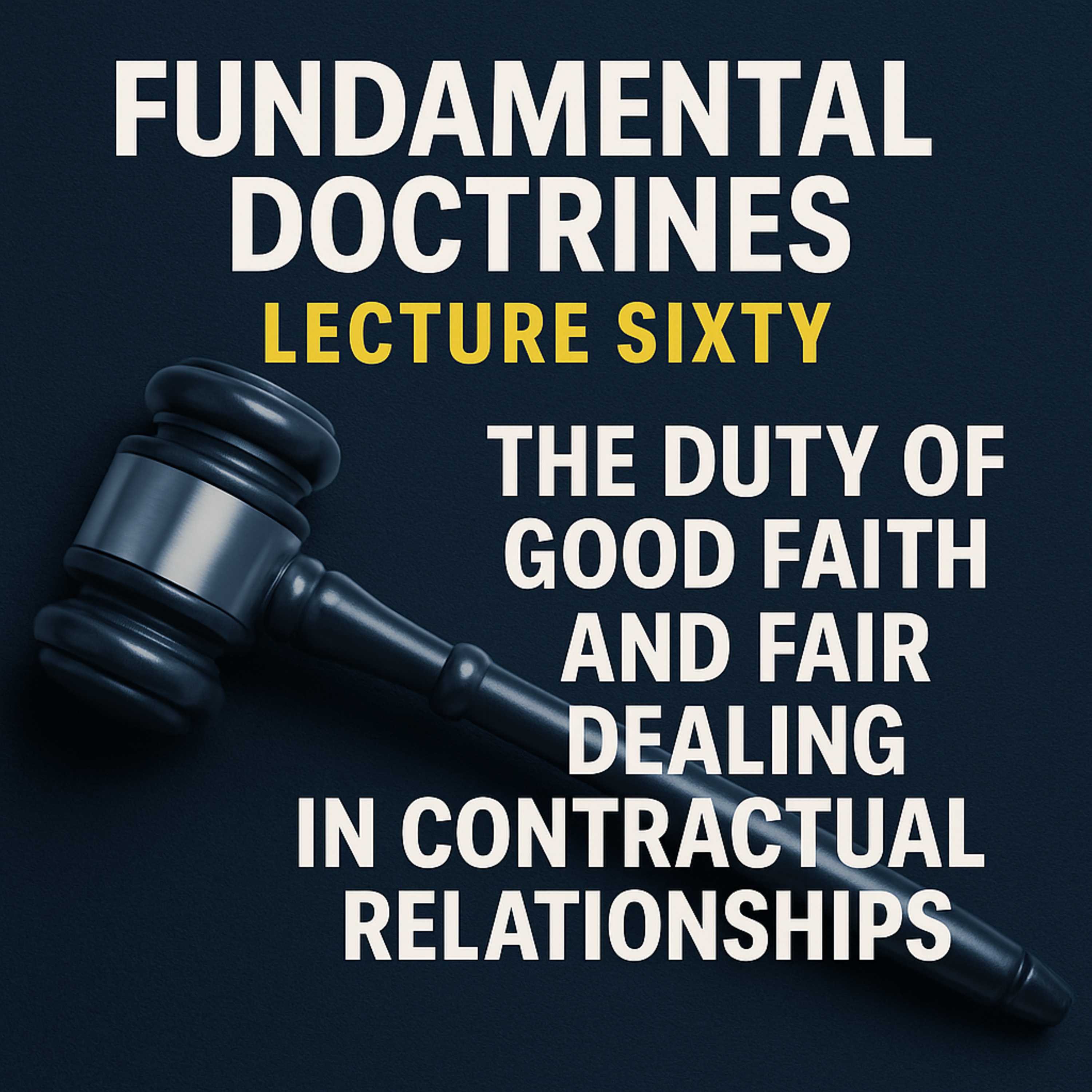 Fundamental Doctrines - Lecture Sixty: The Duty of Good Faith and Fair Dealing in Contractual Relationships