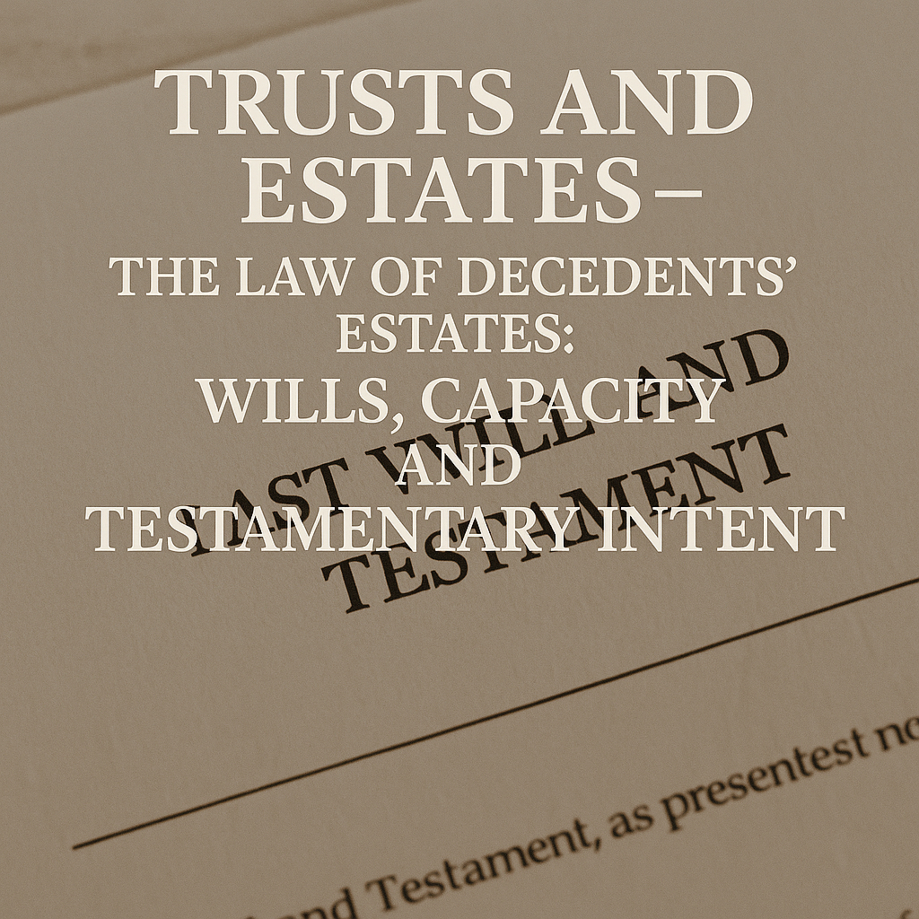 Trusts and Estates – The Law of Decedents’ Estates: Wills, Capacity, and Testamentary Intent