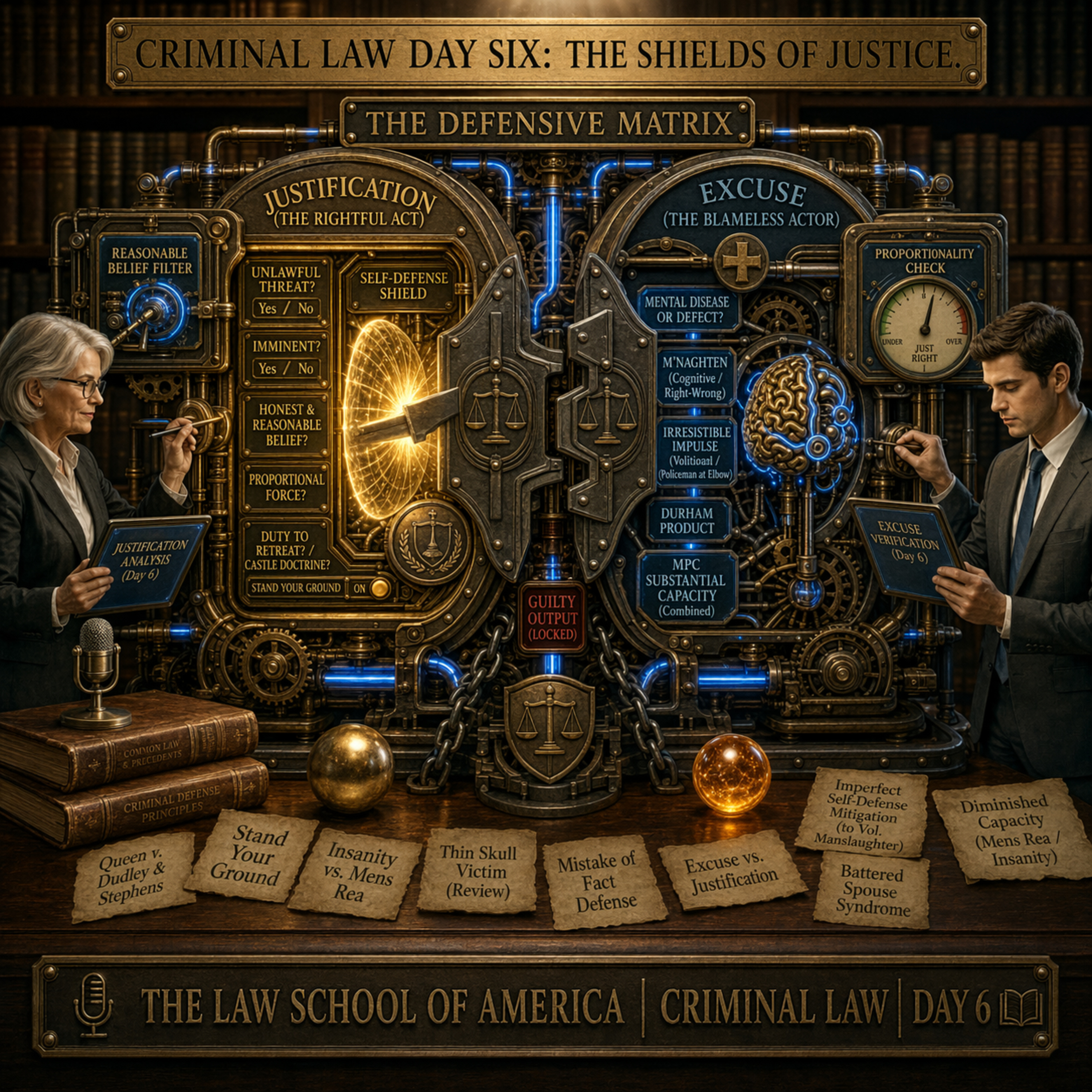 Criminal Law Day Six: The Shields of Justice (Justification and Excuse)