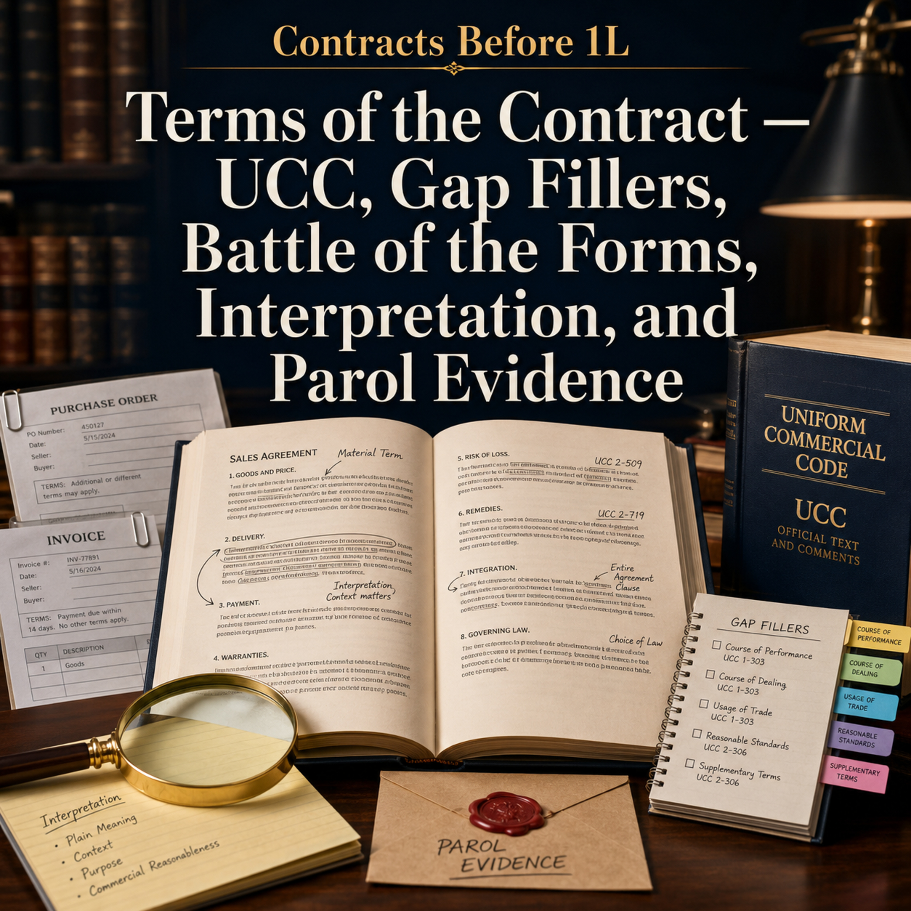 Contracts Before 1L: Terms of the Contract — UCC, Gap Fillers, Battle of the Forms, Interpretation, and Parol Evidence episode artwork