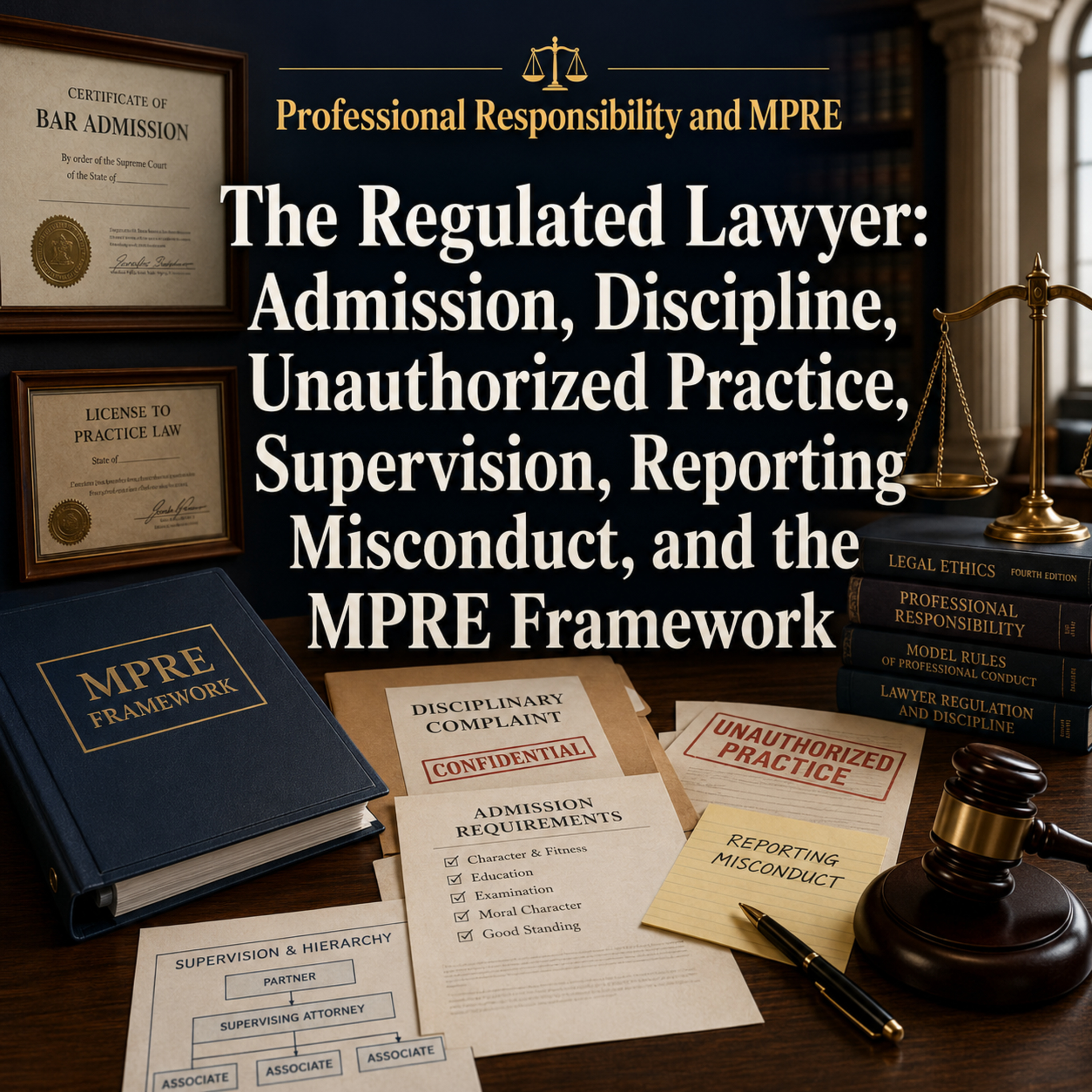 Professional Responsibility and MPRE: The Regulated Lawyer - Admission, Discipline, Unauthorized Practice, Supervision, Reporting Misconduct, and the MPRE Framework