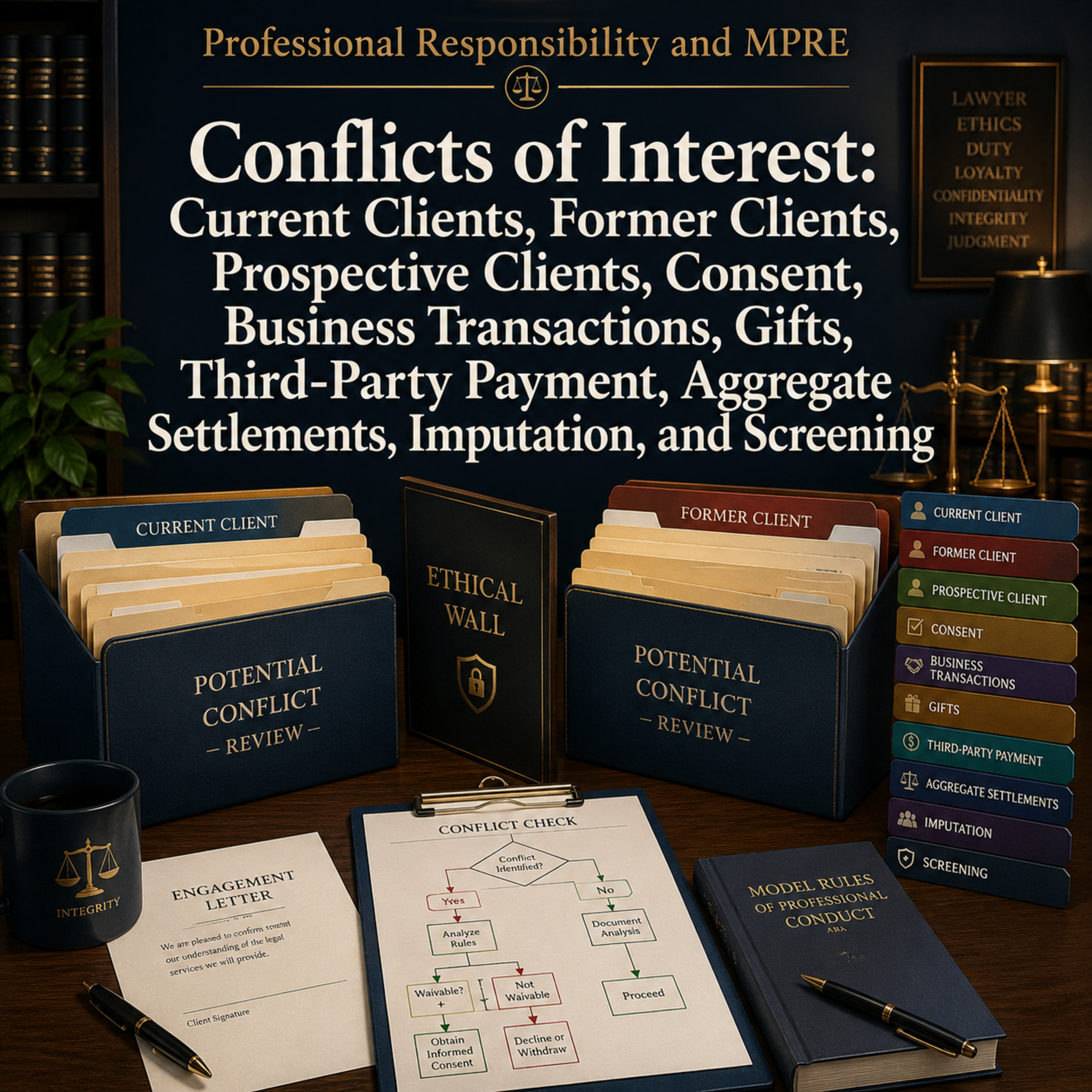Professional Responsibility & MPRE: Conflicts of Interest - Current, Former & Prospective Clients, Consent, Business Transactions, Gifts, 3rd-Party Payment, Aggregate Settlements, Imputation, & Screen