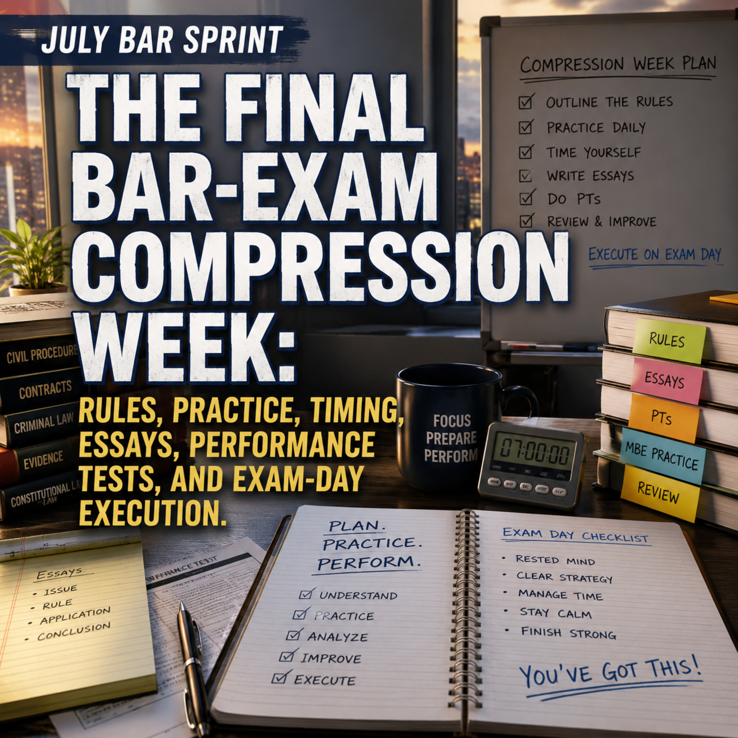 July Bar Sprint: The Final Bar Map Score Strategy, Subject Triage, Timing, Rule Compression, and the Last-Week Study System
