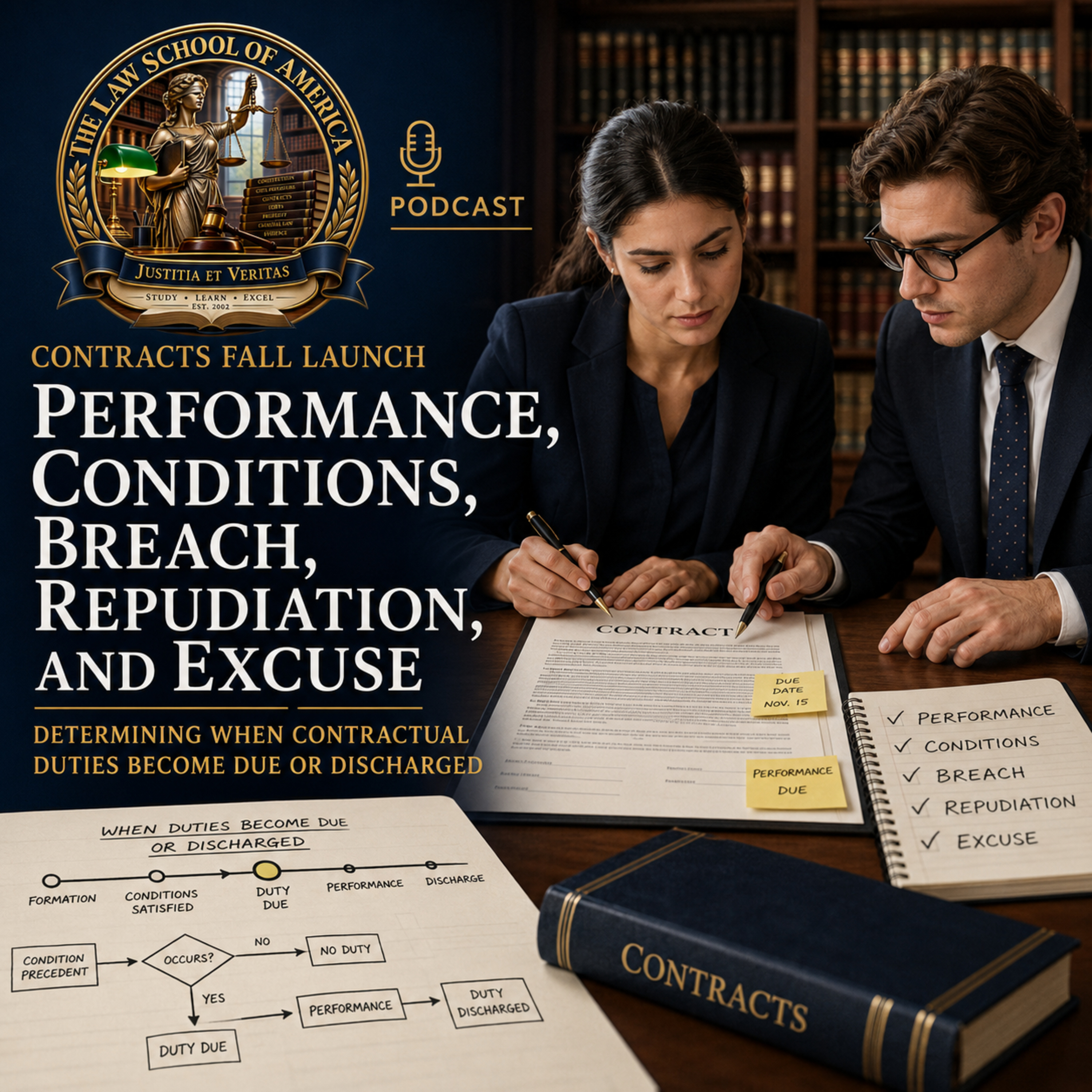 Contracts Fall Launch: Performance, Conditions, Breach, Repudiation, and Excuse: Determining When Contractual Duties Become Due or Discharged episode artwork
