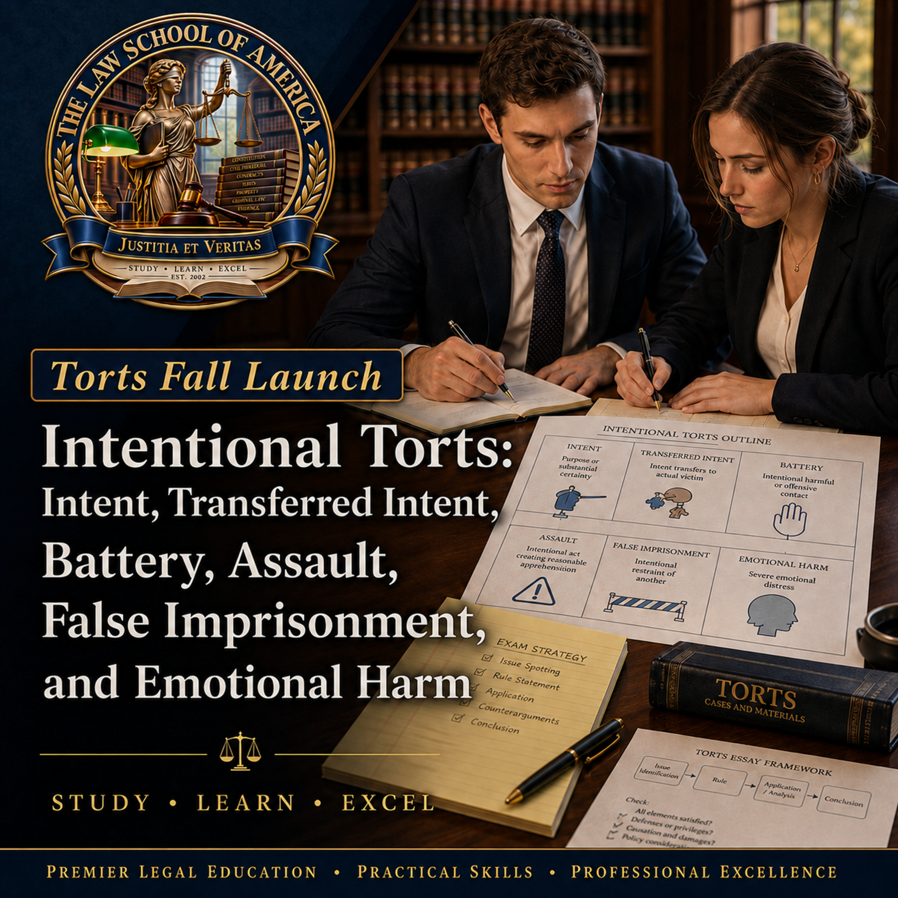 Torts Fall Launch: Intentional Torts: Intent, Transferred Intent, Battery, Assault, False Imprisonment, and Emotional Harm episode artwork