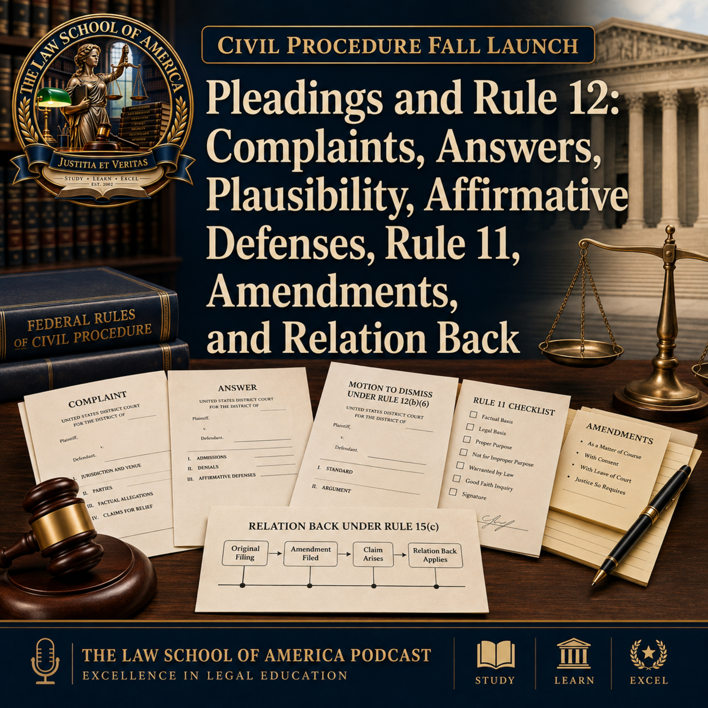 Civil Procedure Fall Launch: Pleadings and Rule 12: Complaints, Answers, Plausibility, Affirmative Defenses, Rule 11, Amendments, and Relation Back