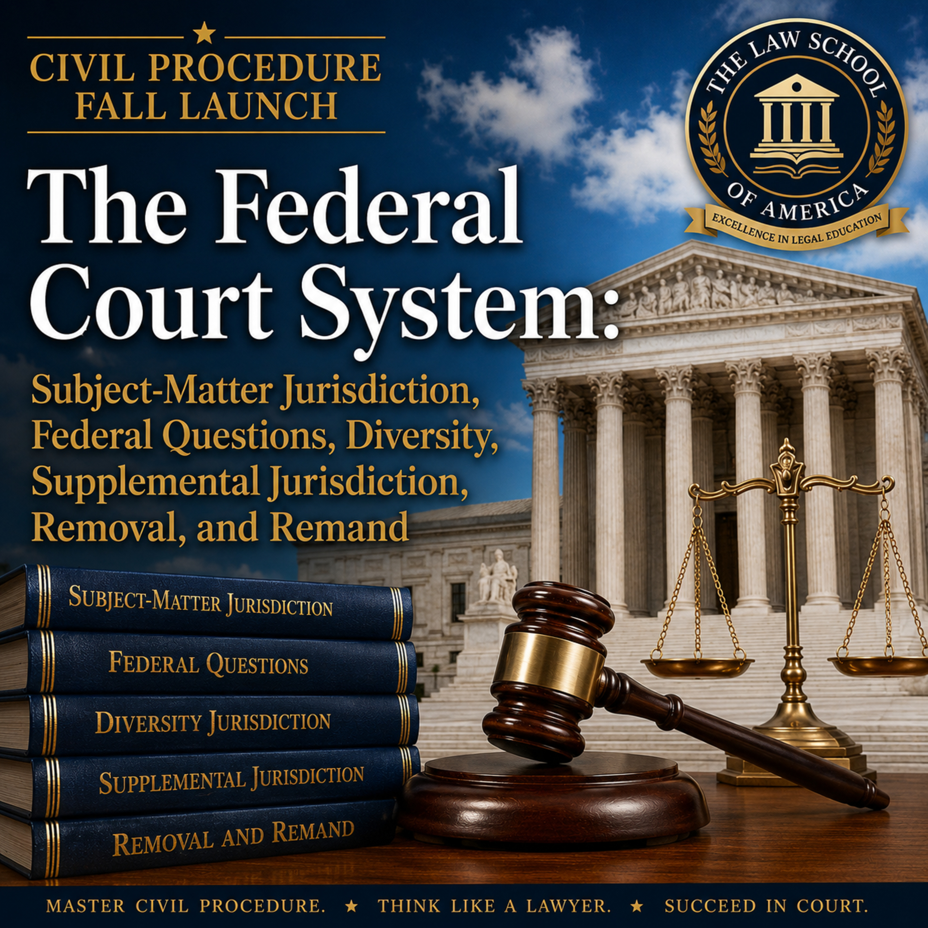 Civil Procedure Fall Launch: The Federal Court System: Subject-Matter Jurisdiction, Federal Questions, Diversity, Supplemental Jurisdiction, Removal, and Remand