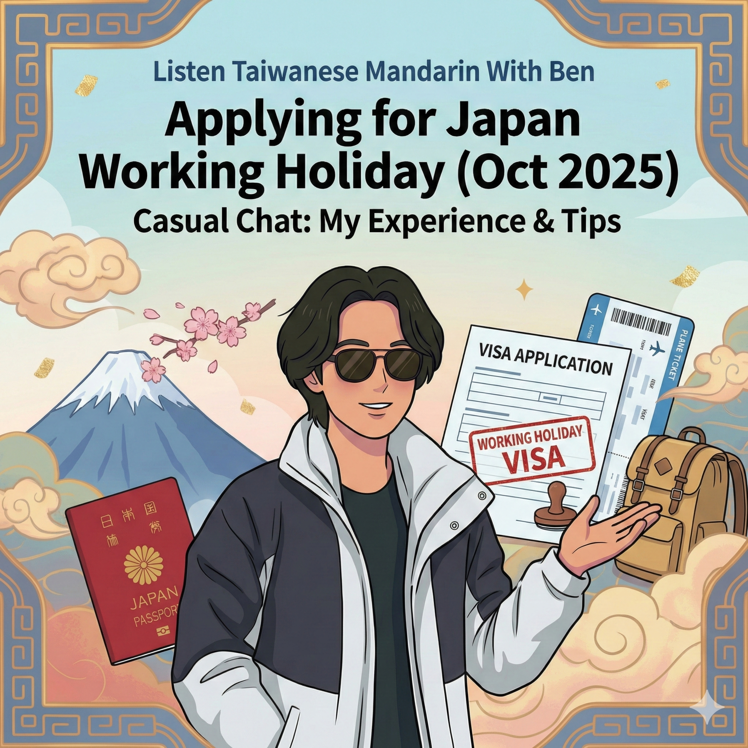Slow Chinese Listening: Applying for Japan Working Holiday (Oct 2025) | Comprehensible Chinese (Taiwan Mandarin) | Listen with Ben episode artwork
