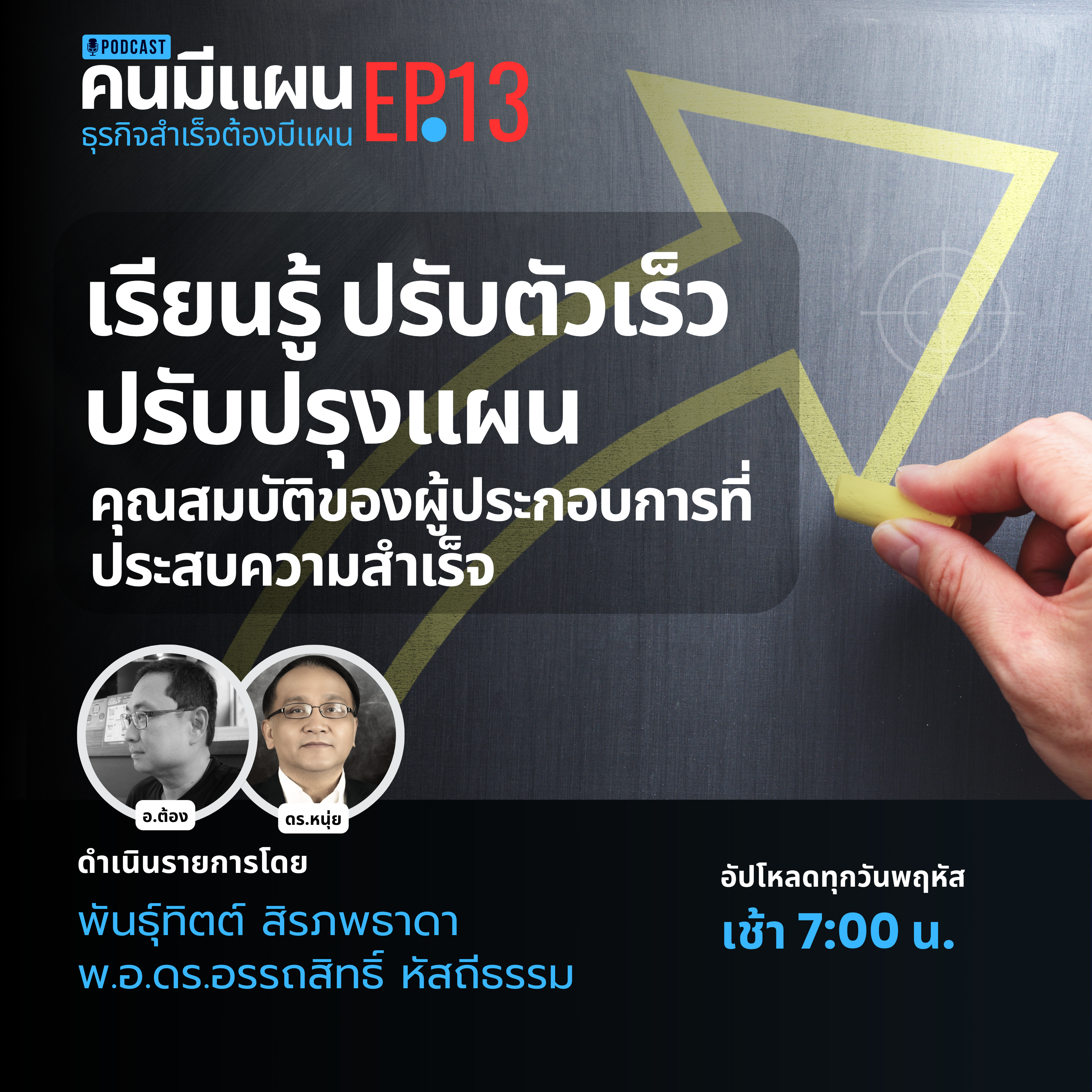 Ep.13 - เรียนรู้ ปรับตัวเร็ว ปรับปรุงแผน : คุณสมบัติของผู้ประกอบการที่ประสบความสำเร็จ #คนมีแผน episode artwork