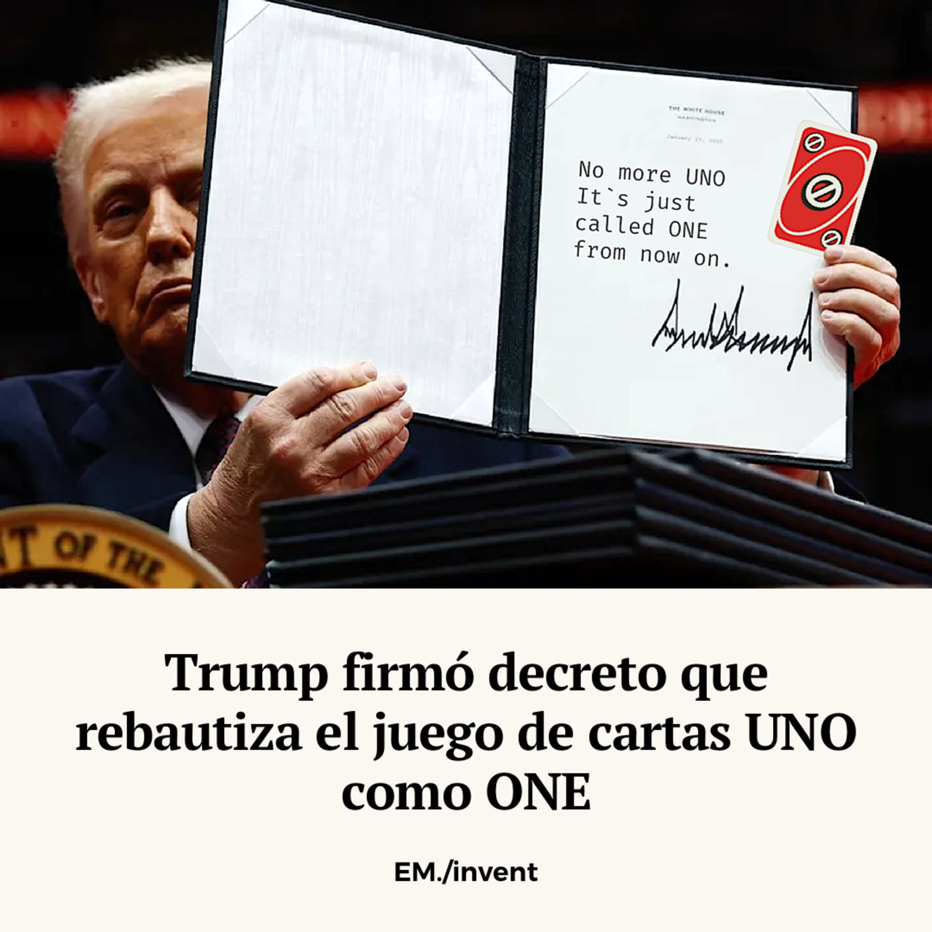 Trump rebautiza el juego de cartas UNO como ONE episode artwork