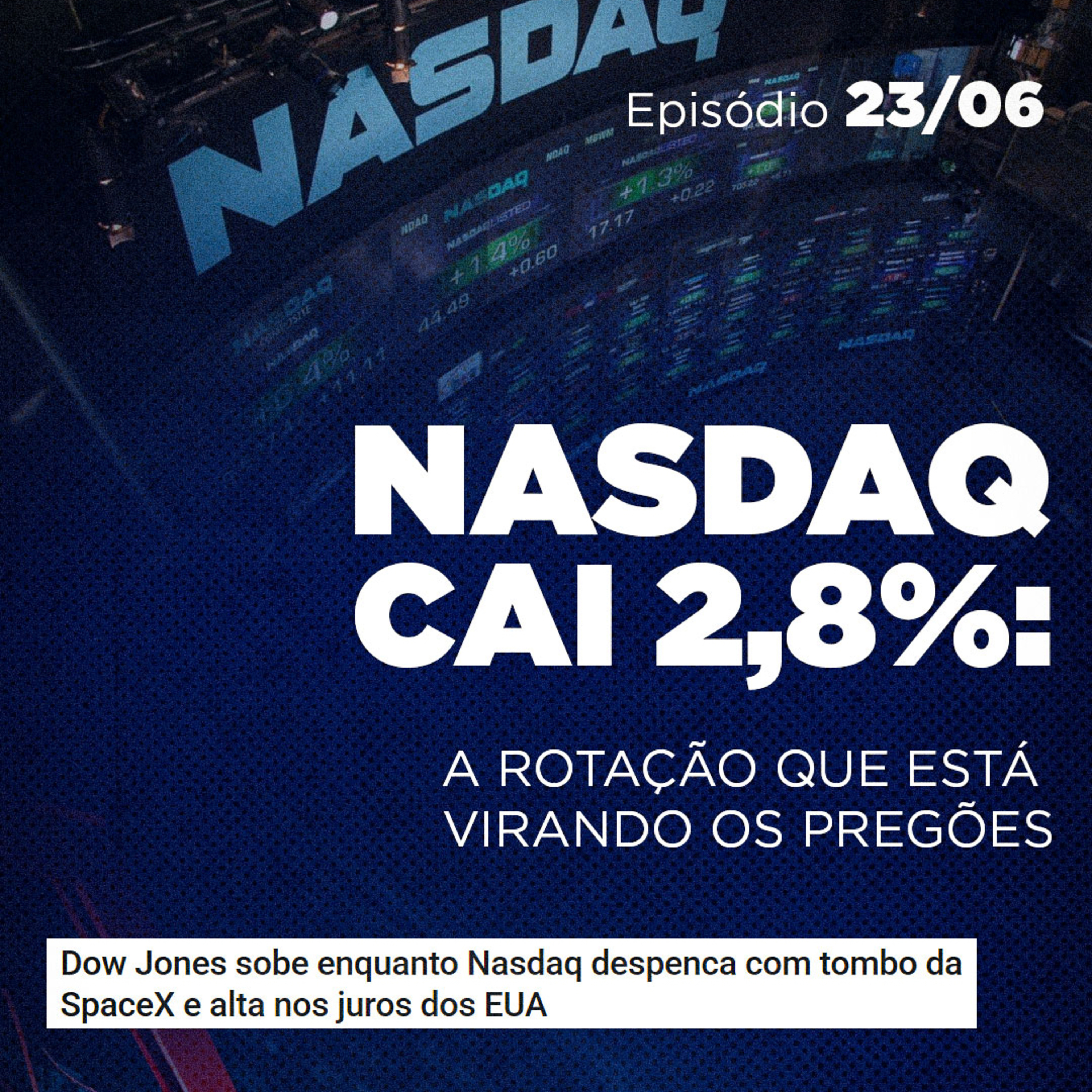 Nasdaq cai 2,8%: a rotação que está virando os pregões | Panorama do Mercado 23/06/2026 episode artwork