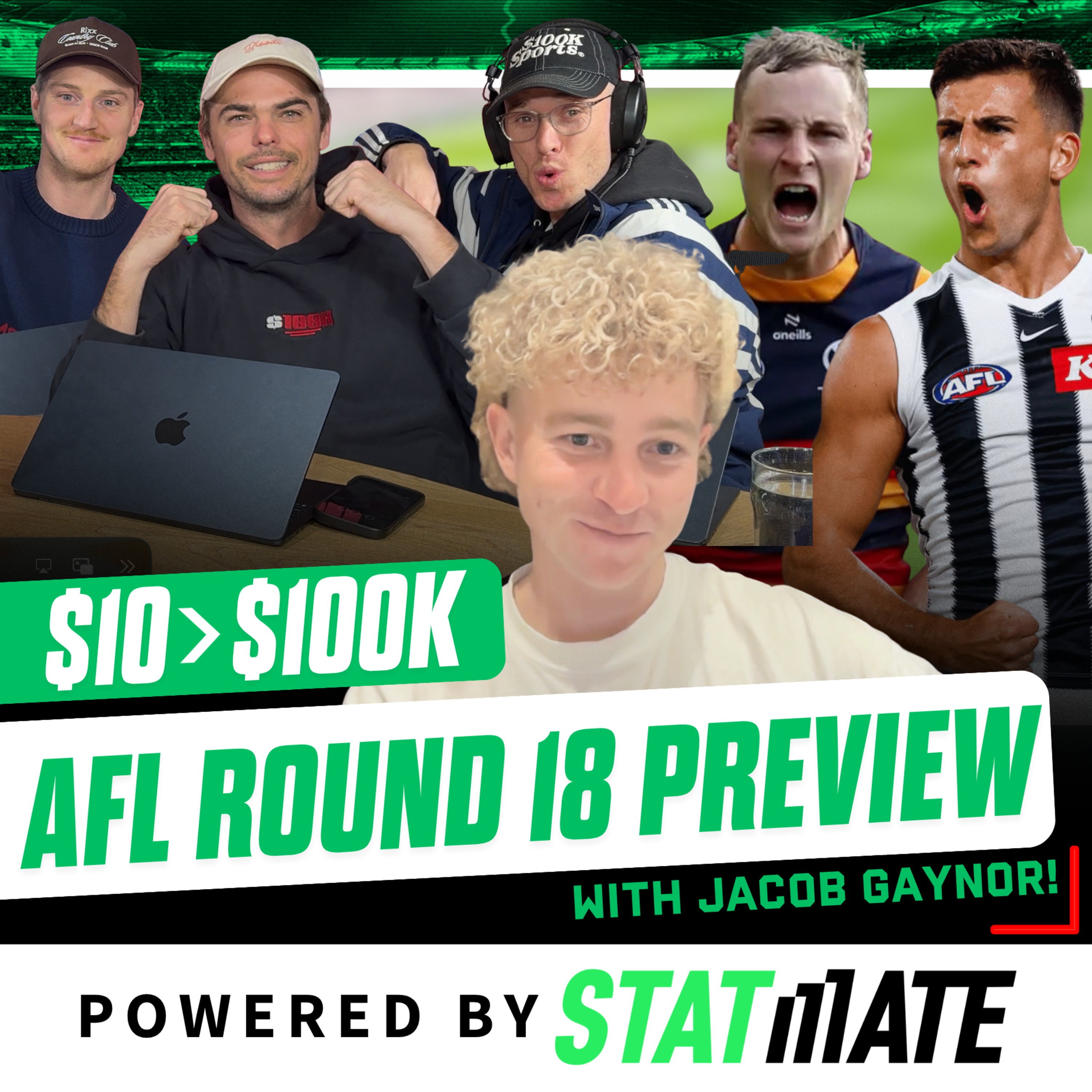 AFL Round 18 Preview + Jacob Gaynor! The $100K Footy Show episode artwork