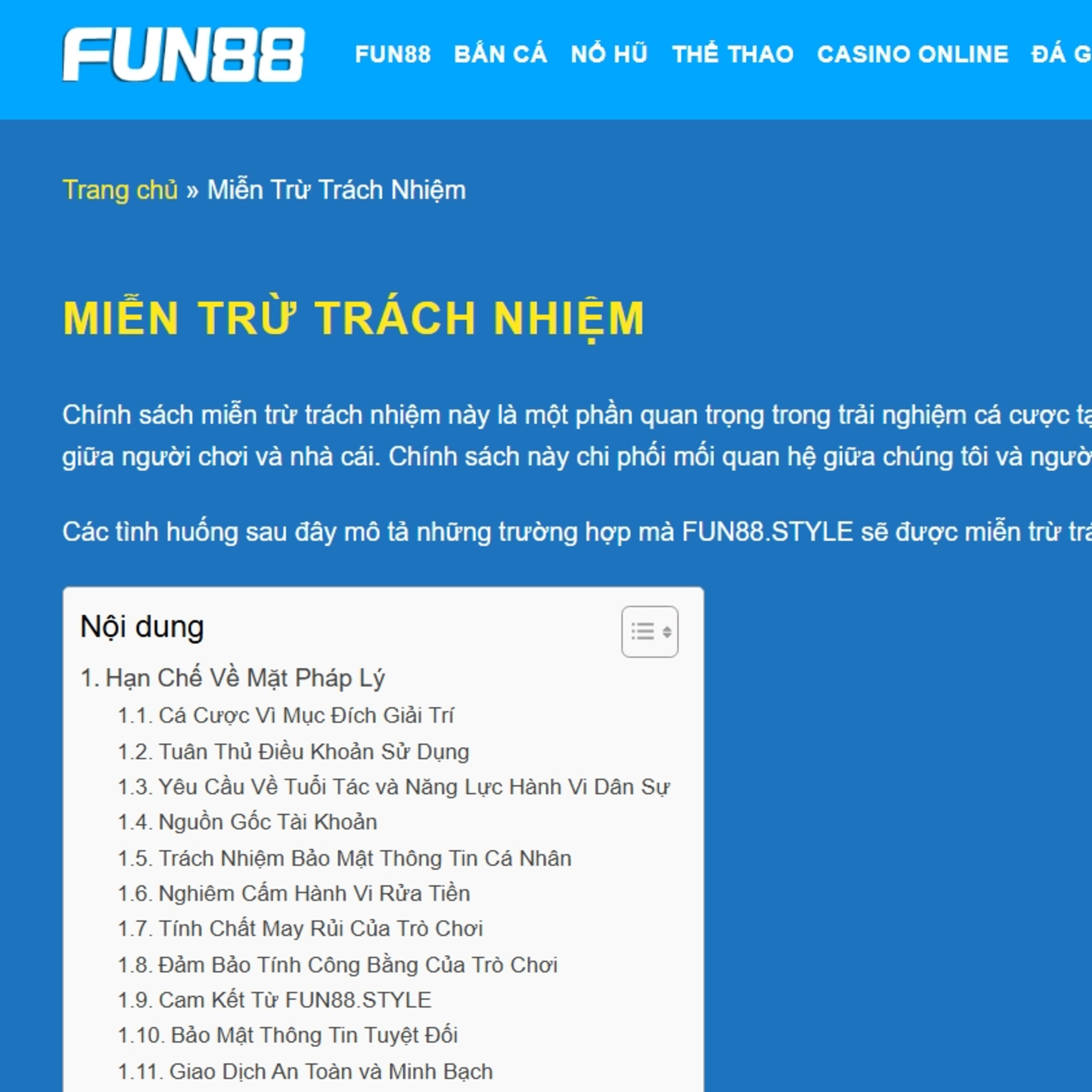 miễn trừ trách nhiệm tại FUN88 episode artwork