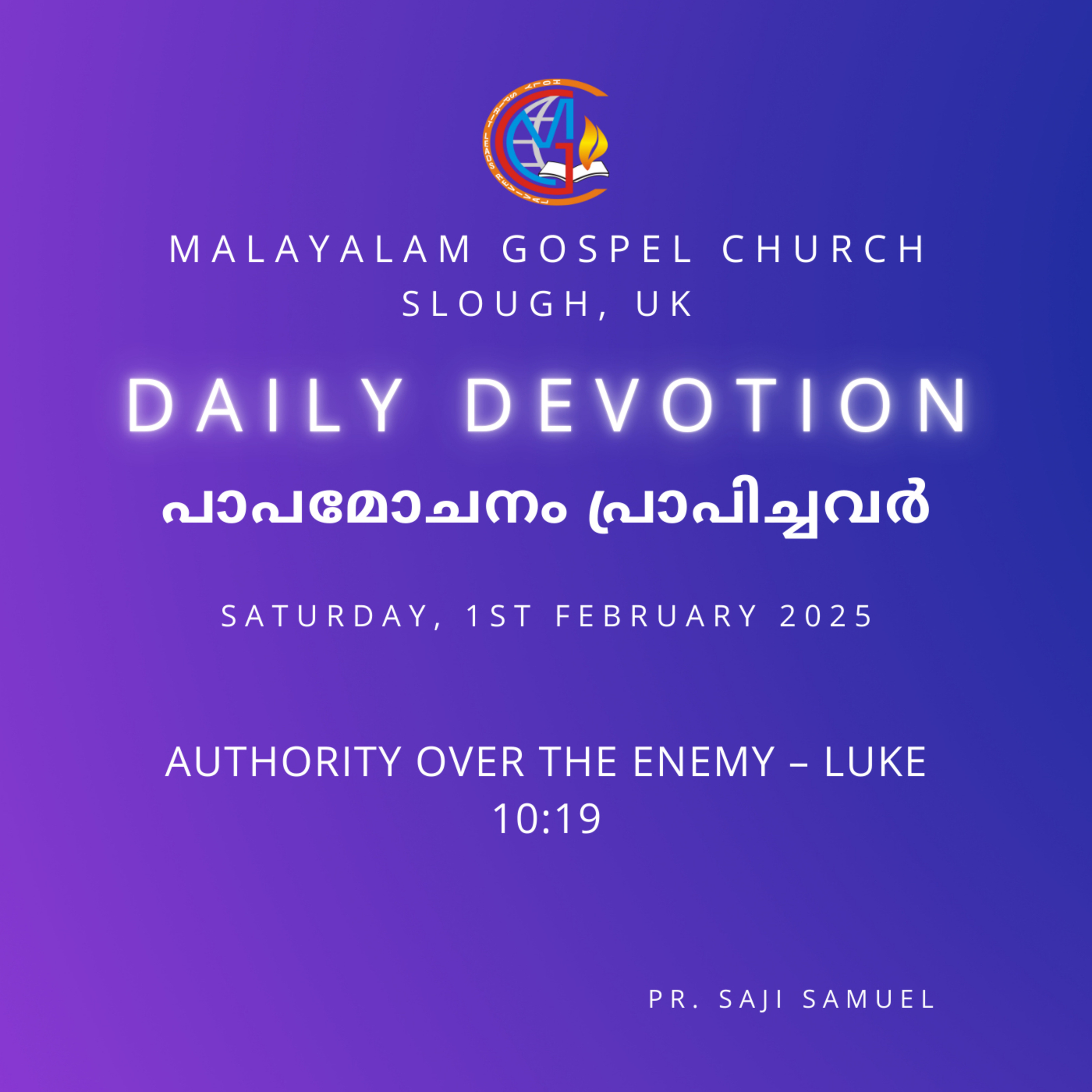 Authority Over the Enemy – Luke 10:19 | Daily Devotion | Pr. Saji Samuel episode artwork